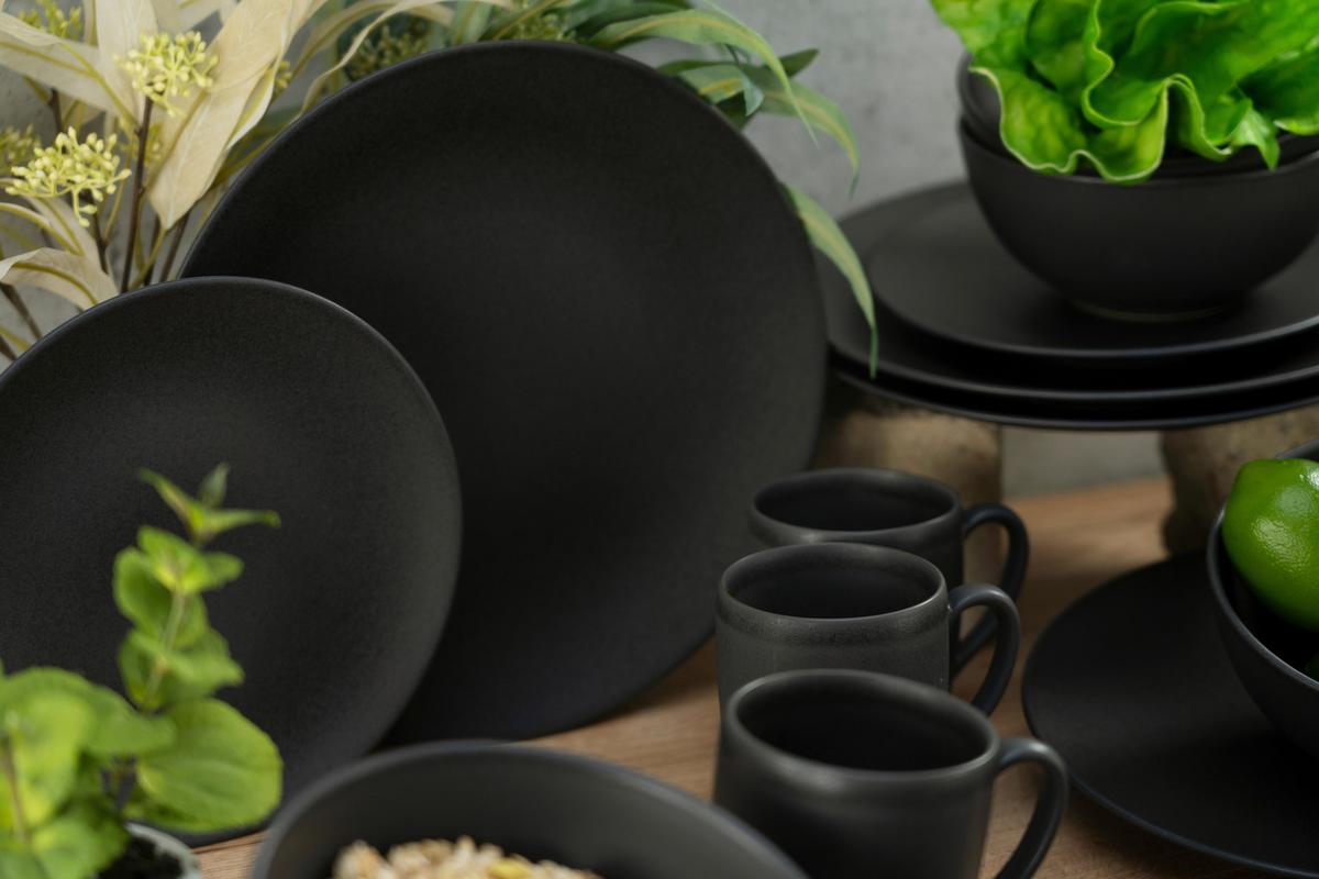 Kombinirani Servis Soft Touch Black, 16-Delni - črna, Trend, keramika - Creatable