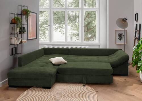 Colțar ALVITO - verde închis/bej, Design, textil (202/298cm) - MID.YOU