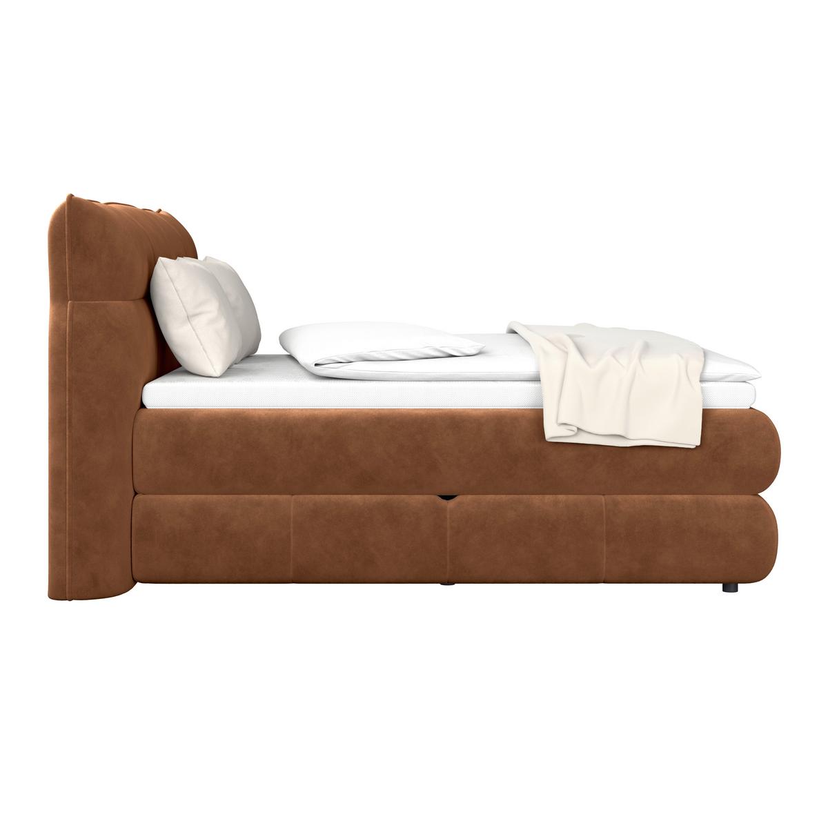 Boxspring Krevet Carmelo - bakrene boje/crna, Trend, tekstil/plastika (140/200cm) - Premium Living