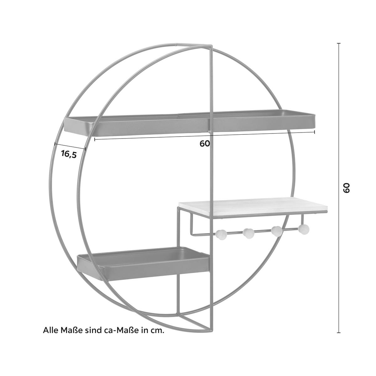 Wandregal Lelia Natur/Schwarz Echtholz/MDF - Schwarz/Naturfarben, MODERN, Holz/Metall (60/60/16,5cm) - Bessagi Home