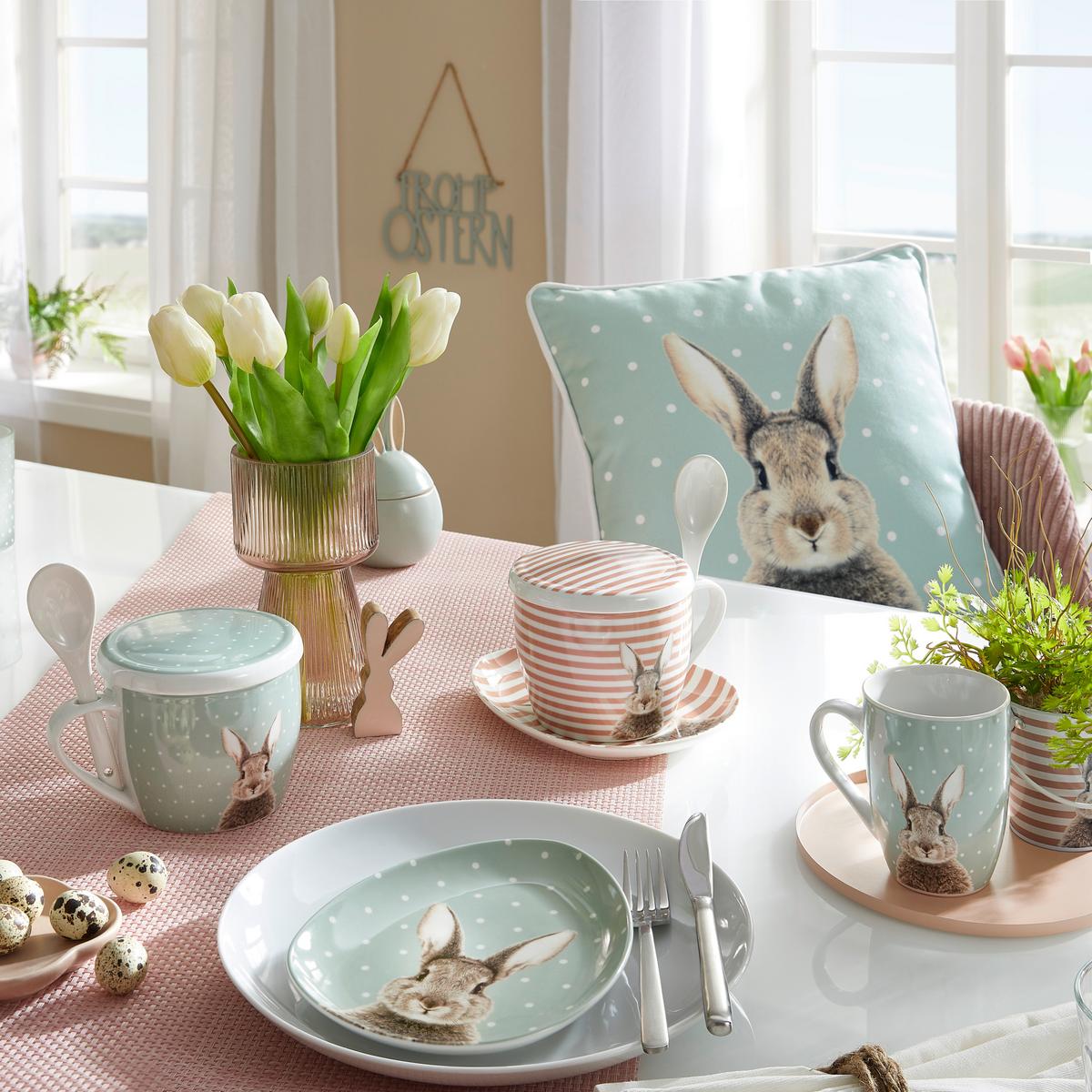 Zierkissen Bunny ca. 45x45cm - Weiss/Rotbraun (45/45/12cm) - Modern Living