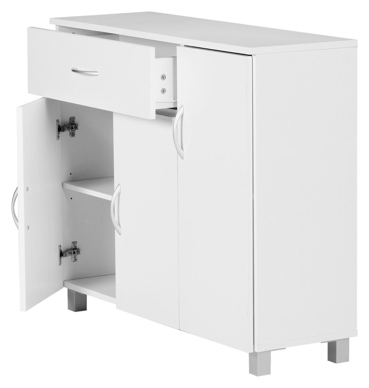 Sideboard Jarry ca. 90x75x30 cm Weiß - Alufarben/Grau, KONVENTIONELL, Holzwerkstoff (90/75/30cm) - MID.YOU