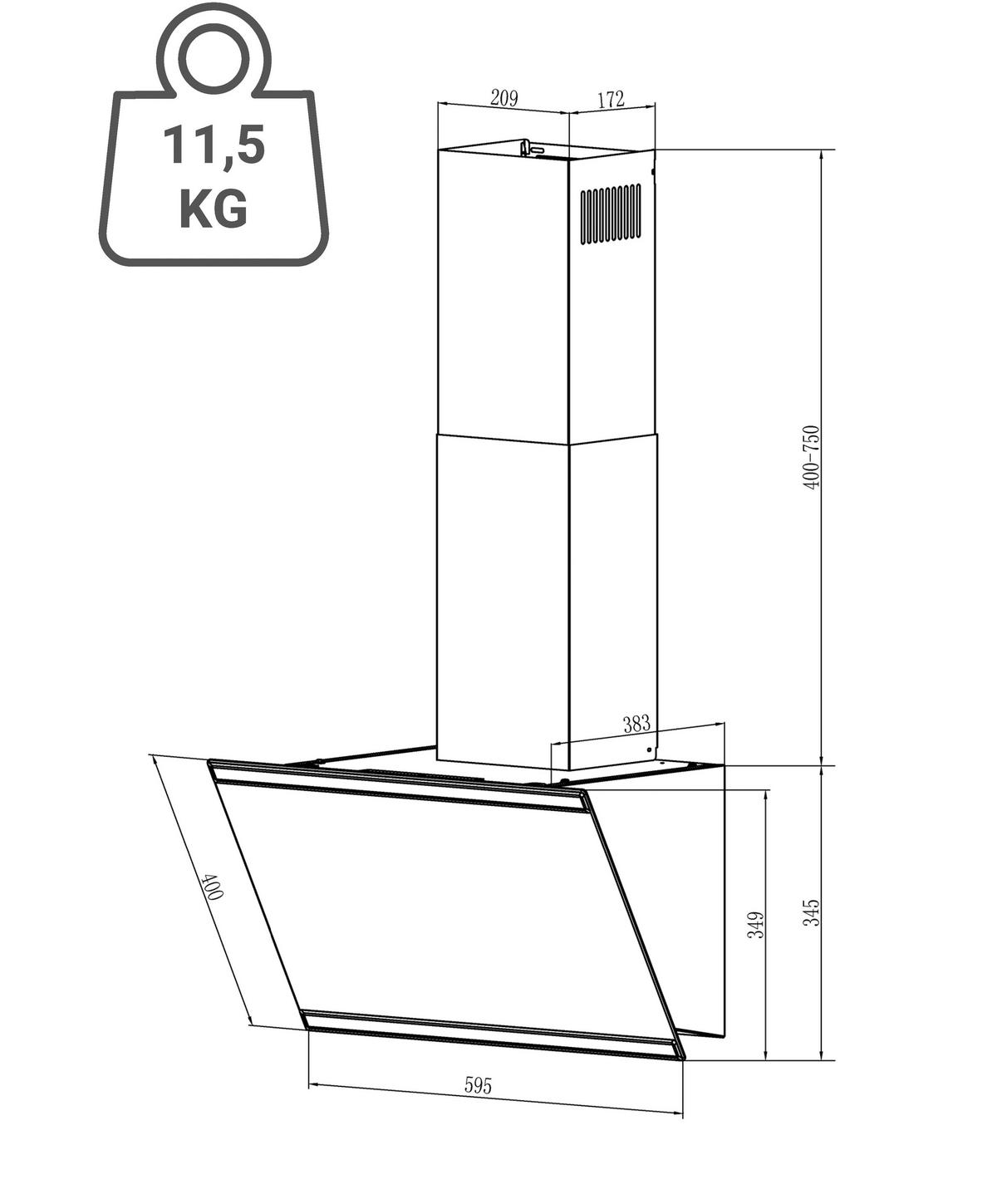 Dunstabzugshaube CH89160S-20 Schwarz - Schwarz, Trend, Glas/Metall (59,5/109,5/38,3cm) - Respekta