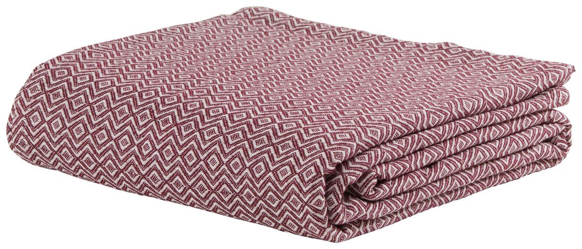 Überwurf Dobby Raute in Rot/Weiß ca. 140x210cm - Weiss/Rot, Textil (140/210cm) - Premium Living