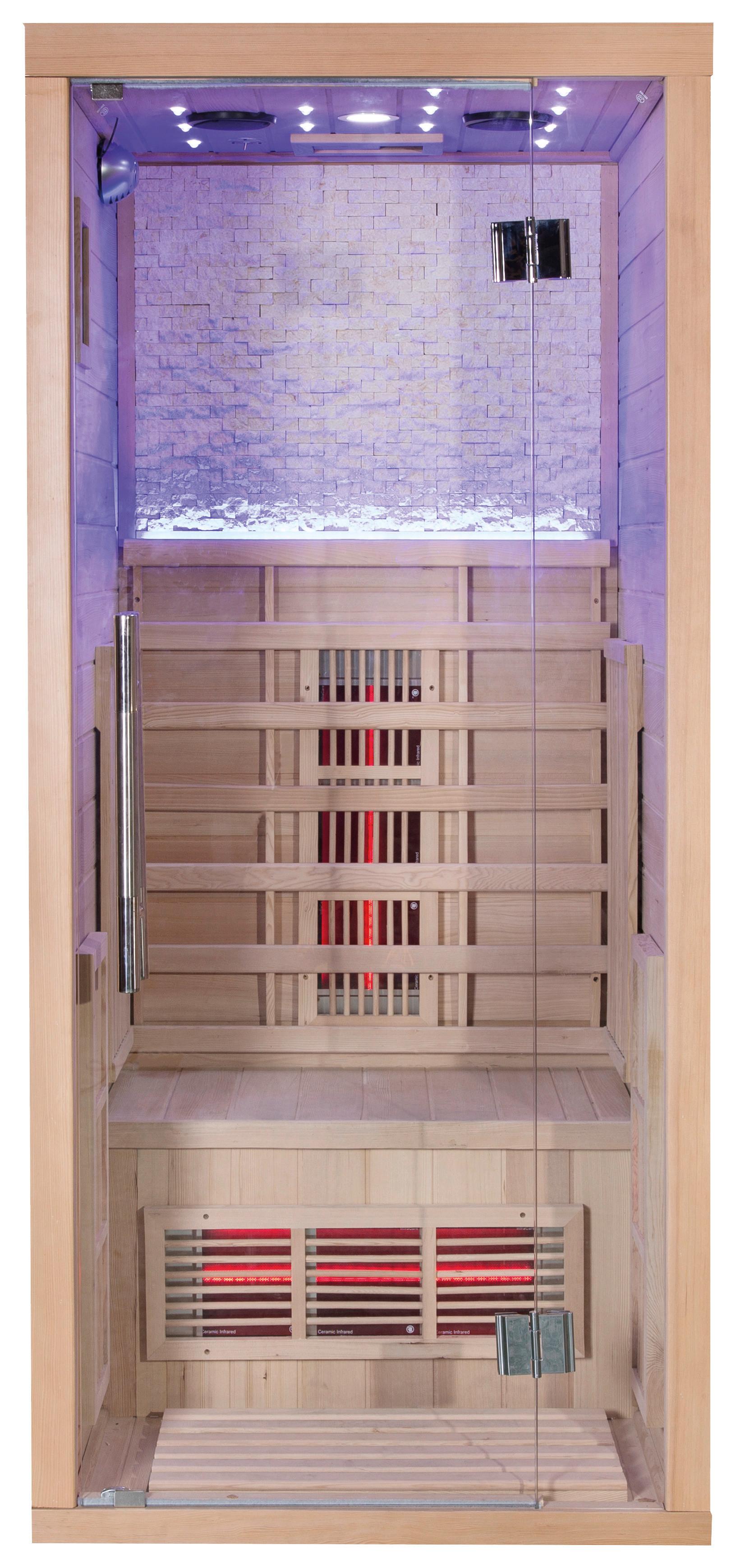 Infrarotkabine Stockholm 1 Person, ca. 90/200/90cm - Naturfarben, Design, Holz (90/200/90cm)