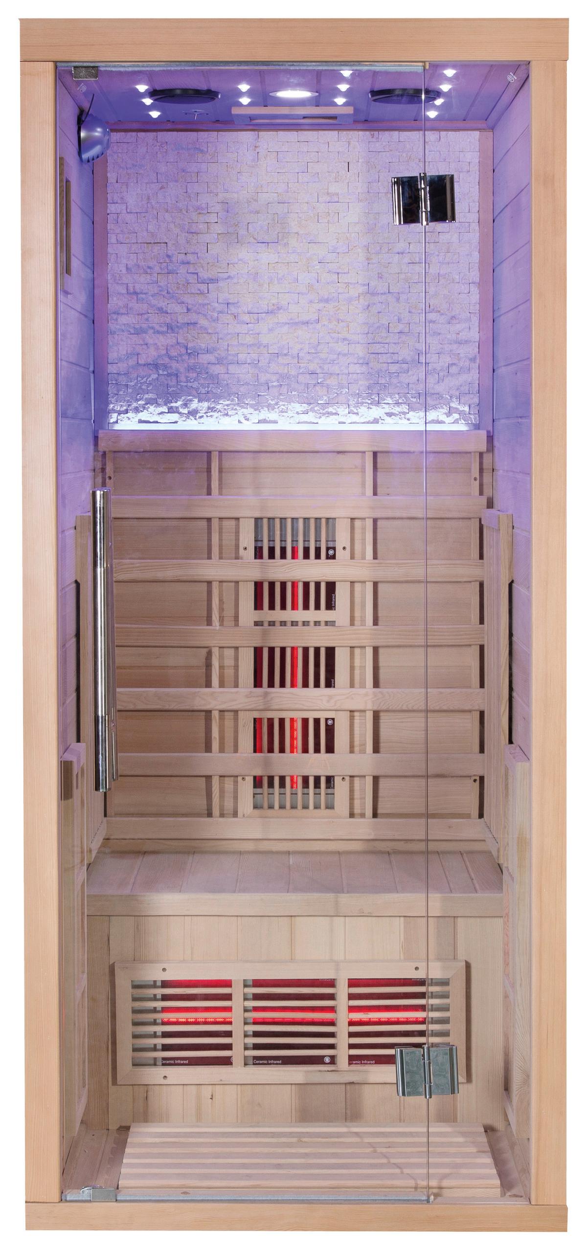 Infrarotkabine Stockholm 1 Person, ca. 90/200/90cm - Naturfarben, Design, Holz (90/200/90cm)