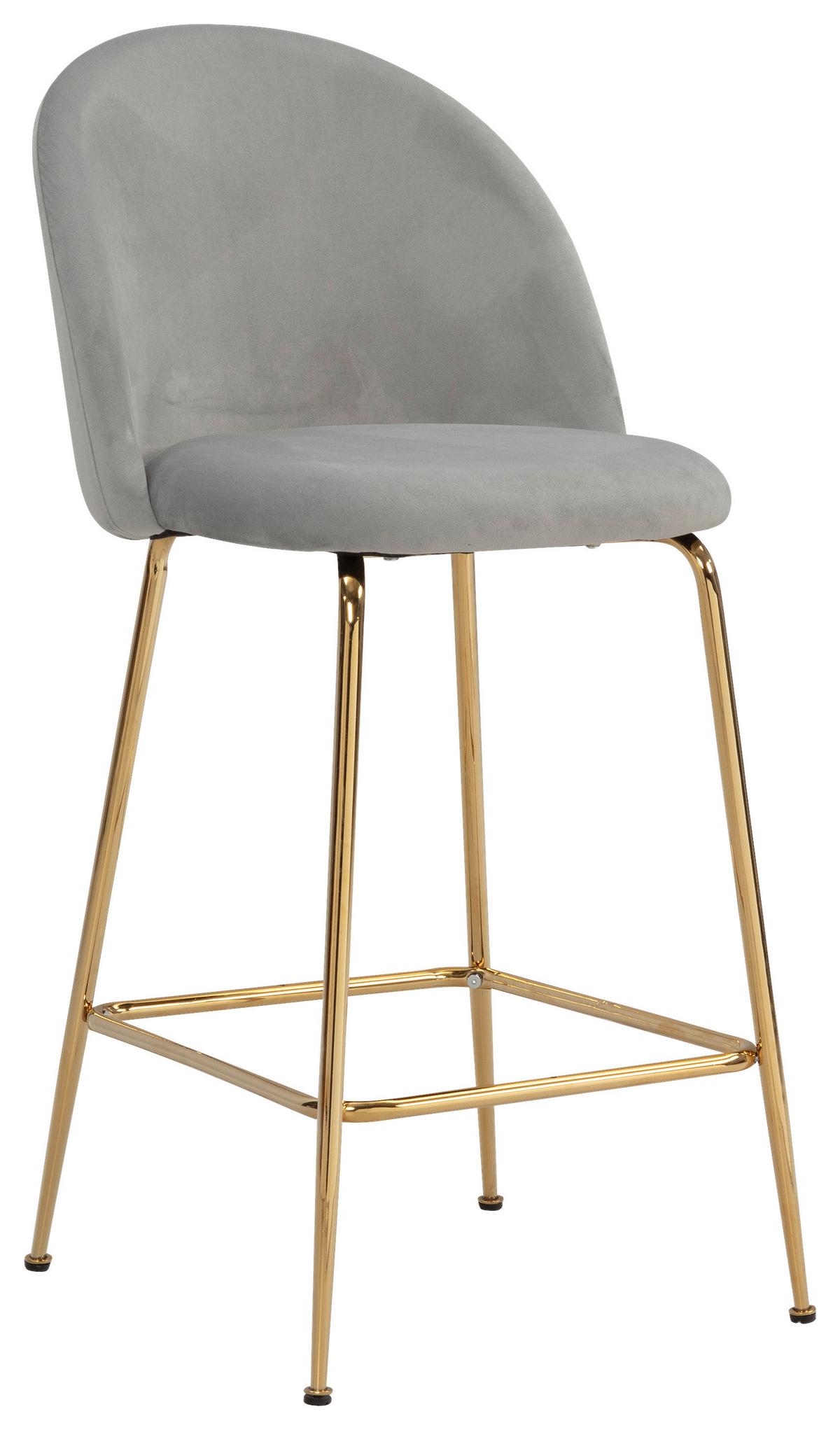 Set Barskih Stolov Rosalia, Siva, 2-Delni - zlate barve/siva, Design, kovina/tekstil (50/102/50cm) - MID.YOU
