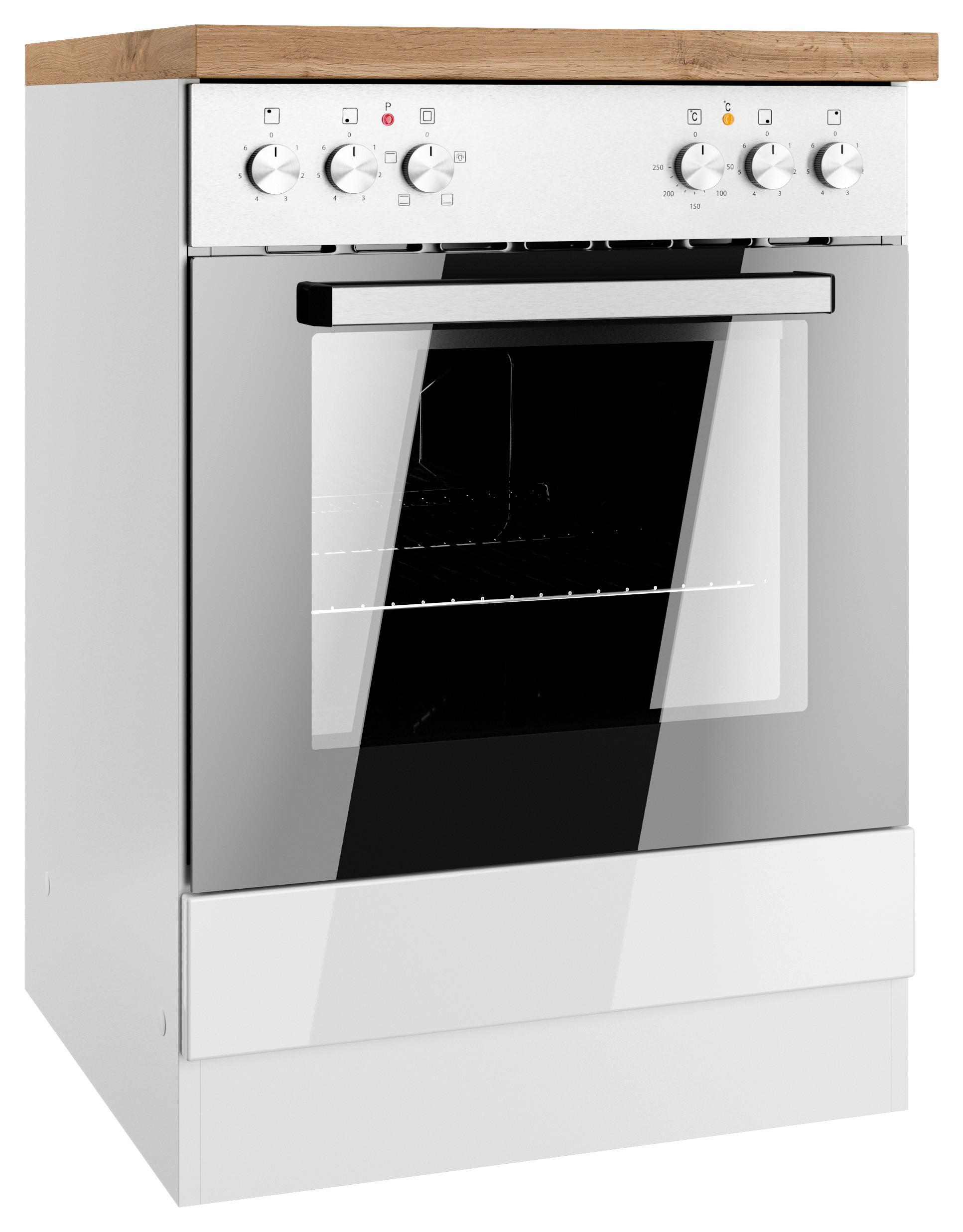 Herdumbauschrank Monza ca. 60x86 cm Weiß/Eiche - Weiß Hochglanz/Eiche Wotan, LIFESTYLE, Holzwerkstoff (60/86/60cm) - Held