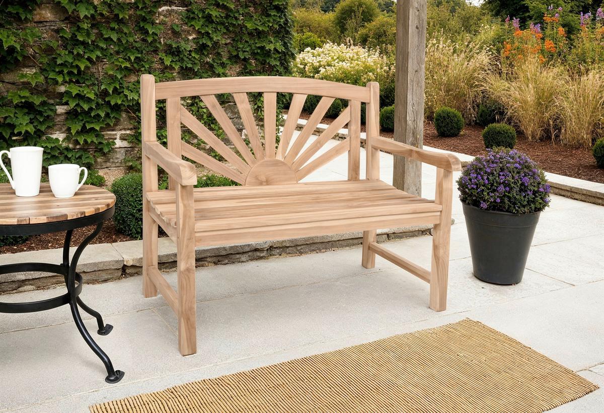 Gartenbank Marisa Teak 2-Sitzer - Braun/Teakfarben, MODERN, Holz (110/92/64cm) - Gardenson