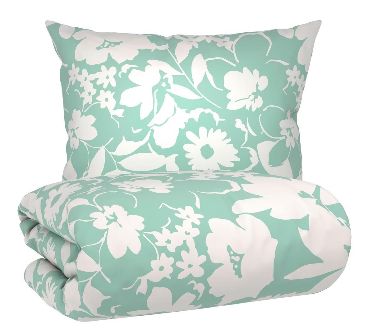 BETTWÄSCHESET FLORAL - Mintgrün, Textil (160/210cm) - Mömax