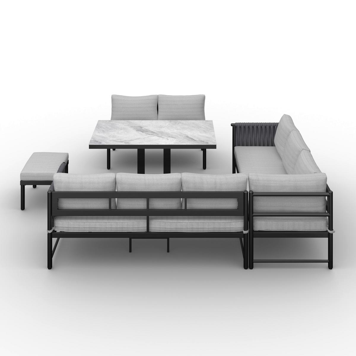 Dining-Loungeset Polly Hellgrau Outdoorstoff/Metall - Dunkelgrau/Hellgrau, MODERN, Kunststoff/Textil - Bessagi Garden