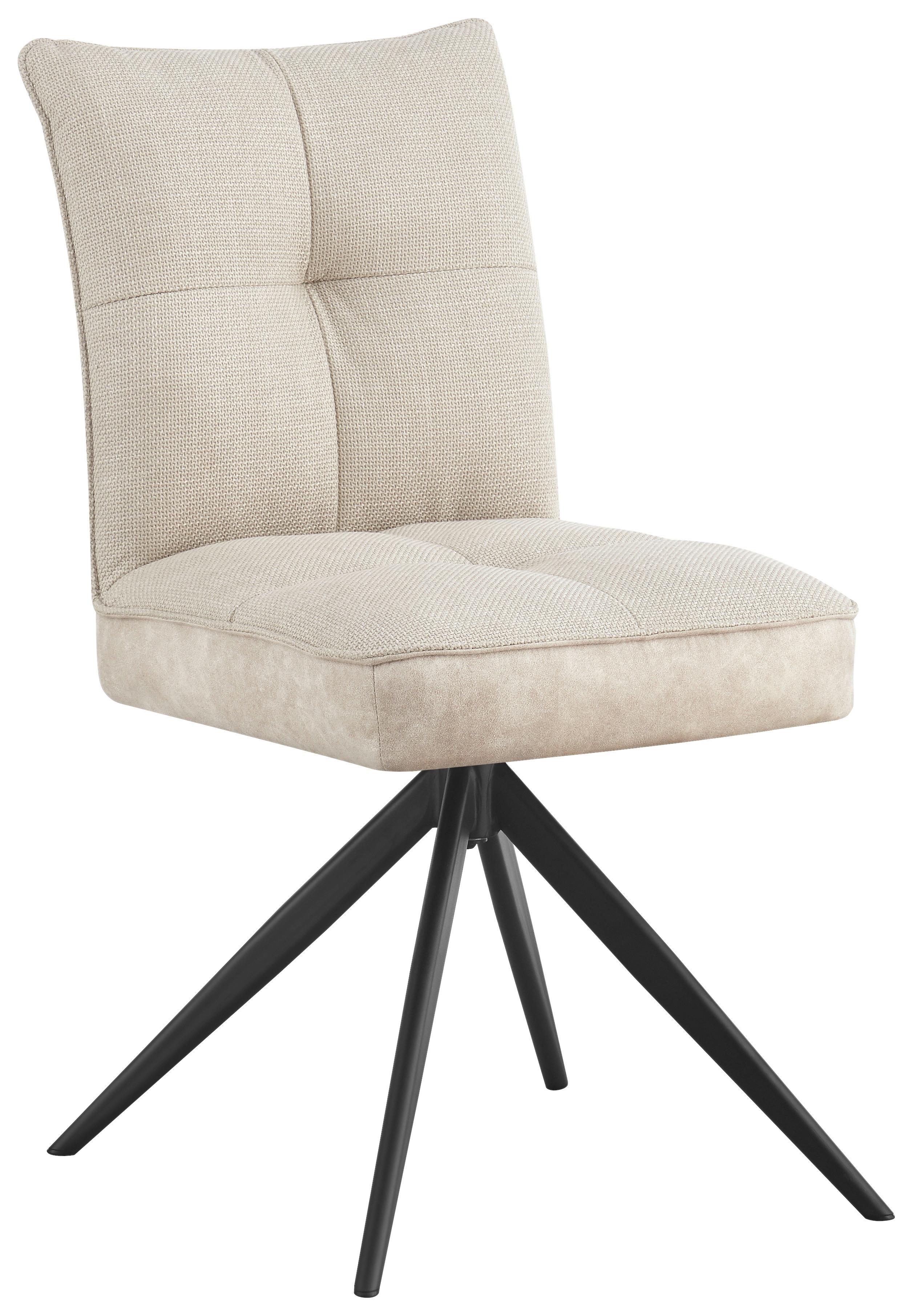 Stuhl Maya Beige - Beige/Schwarz, Modern, Textil/Metall (49/89/65cm) - Premium Living