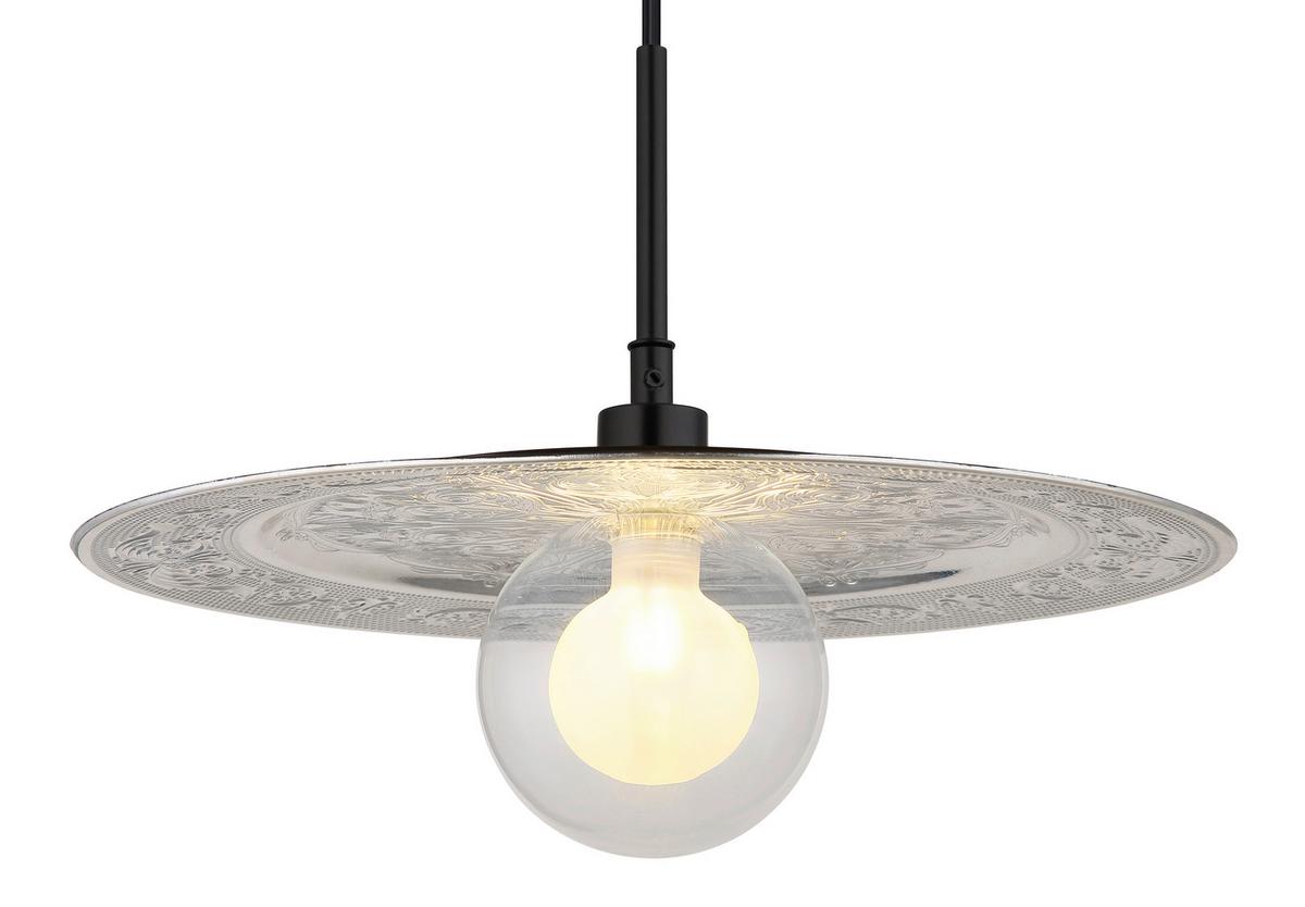 HÄNGELEUCHTE 15169S - Klar/Silberfarben, Konventionell, Glas/Kunststoff (33/119cm) - Globo