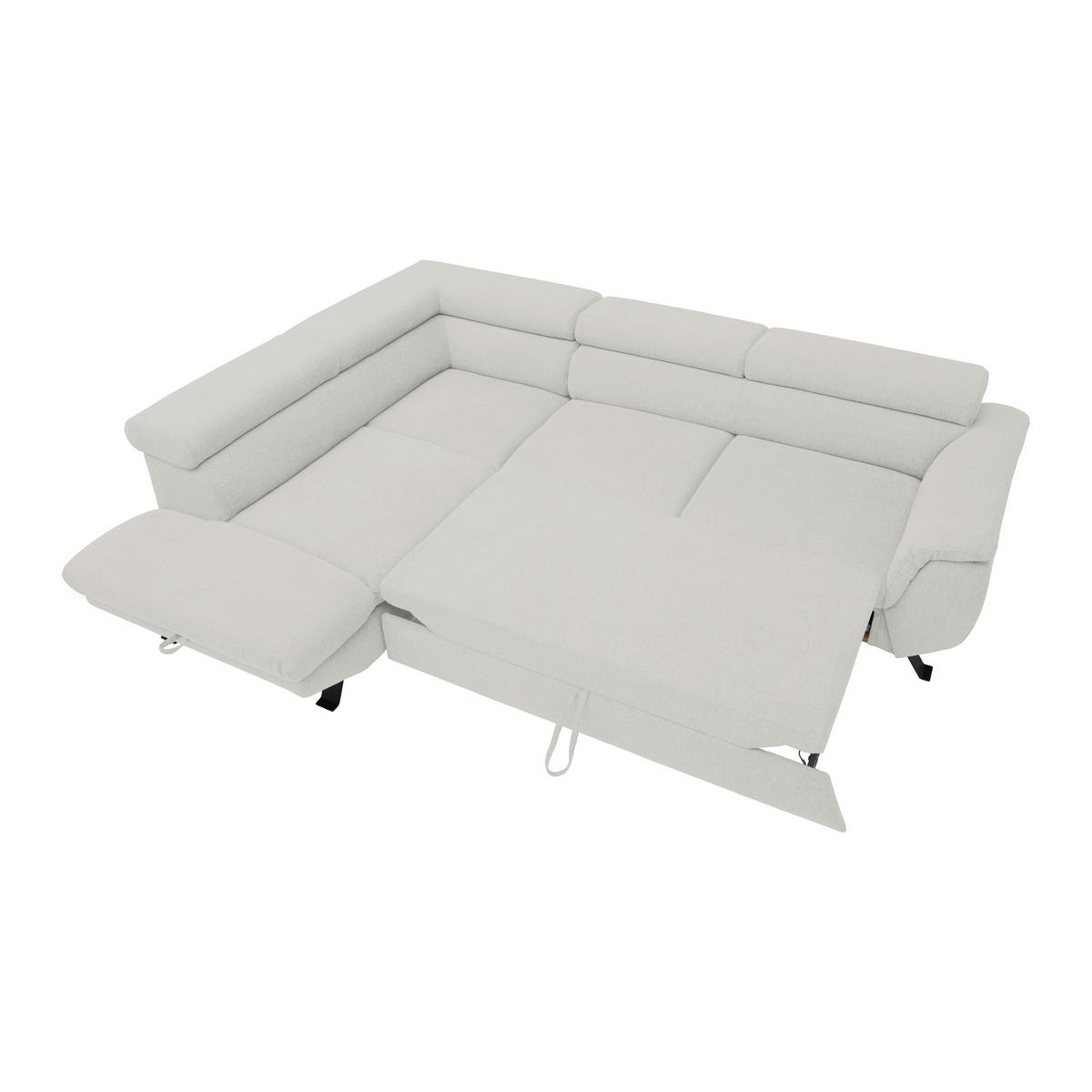 Ecksofa Raven Grauweiß - Grauweiß/Schwarz, MODERN, Textil/Metall (96/76-92/257cm) - Mömax