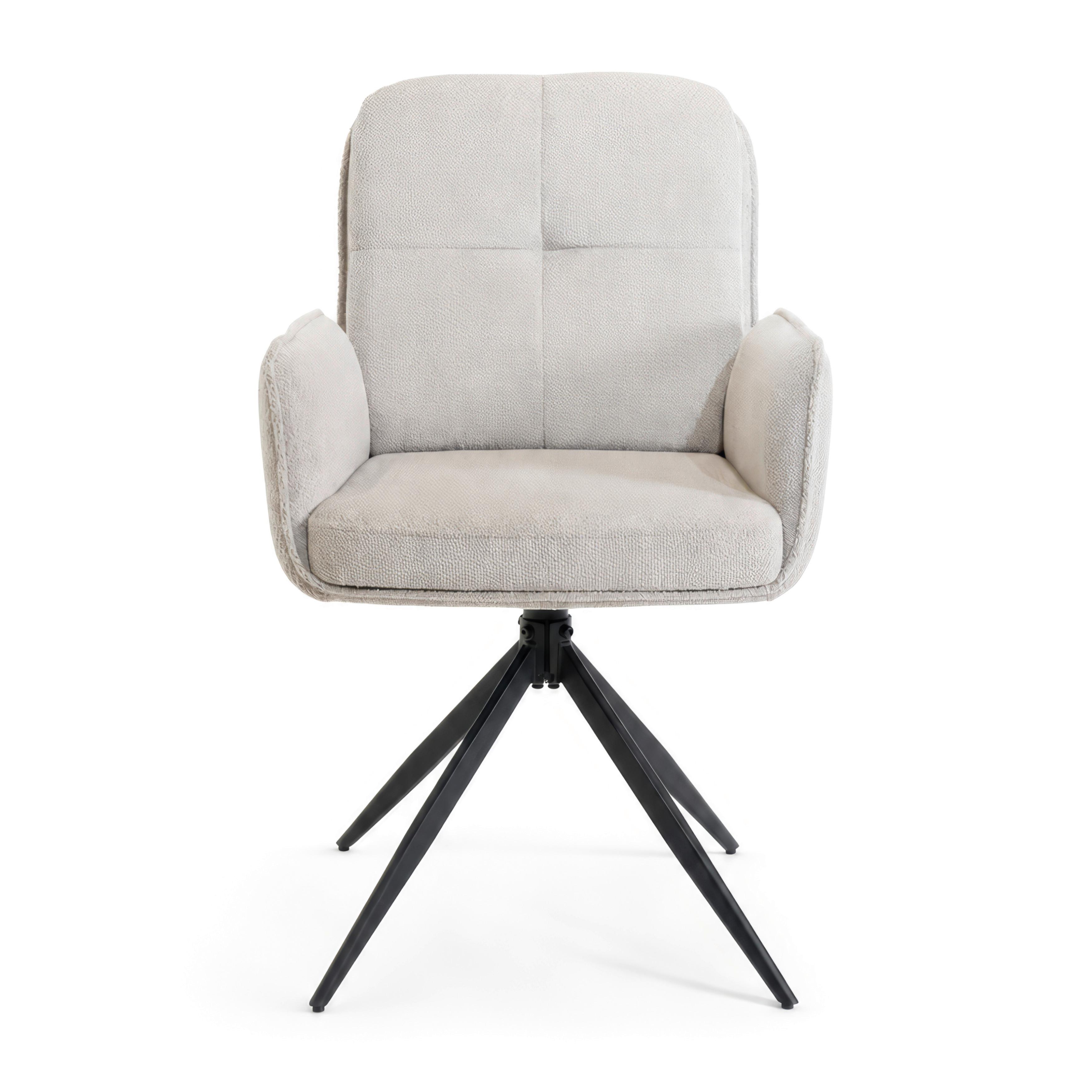 STOL MED ARMSTÖD NALANI - mörkgrå/greige, Modern, metall/textil (58/90/65,5cm) - Bessagi Home