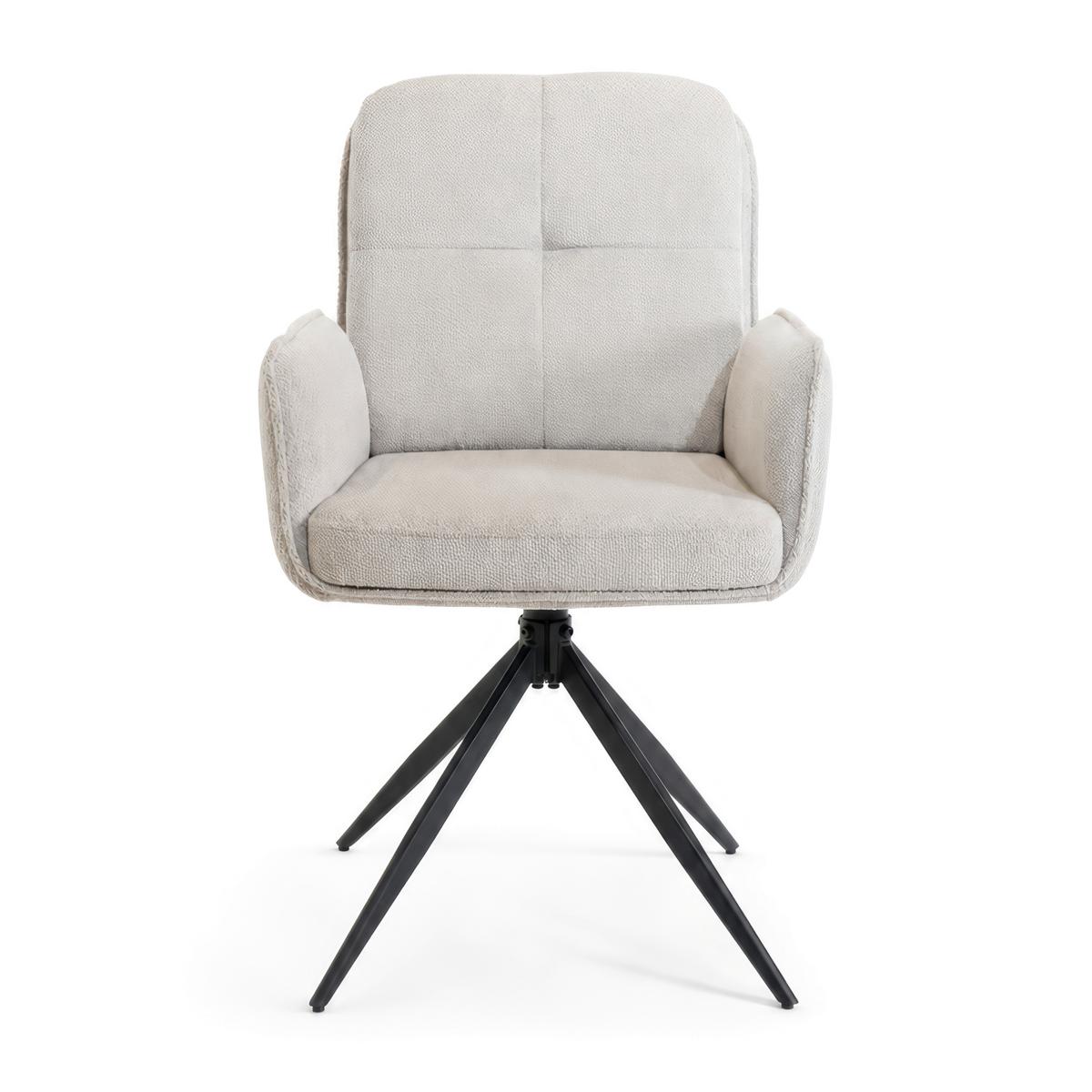 Armlehnstuhl Nalani Greige Webstoff Drehbar Gepolstert - Greige/Dunkelgrau, MODERN, Textil/Metall (58/86/62cm) - Bessagi Home