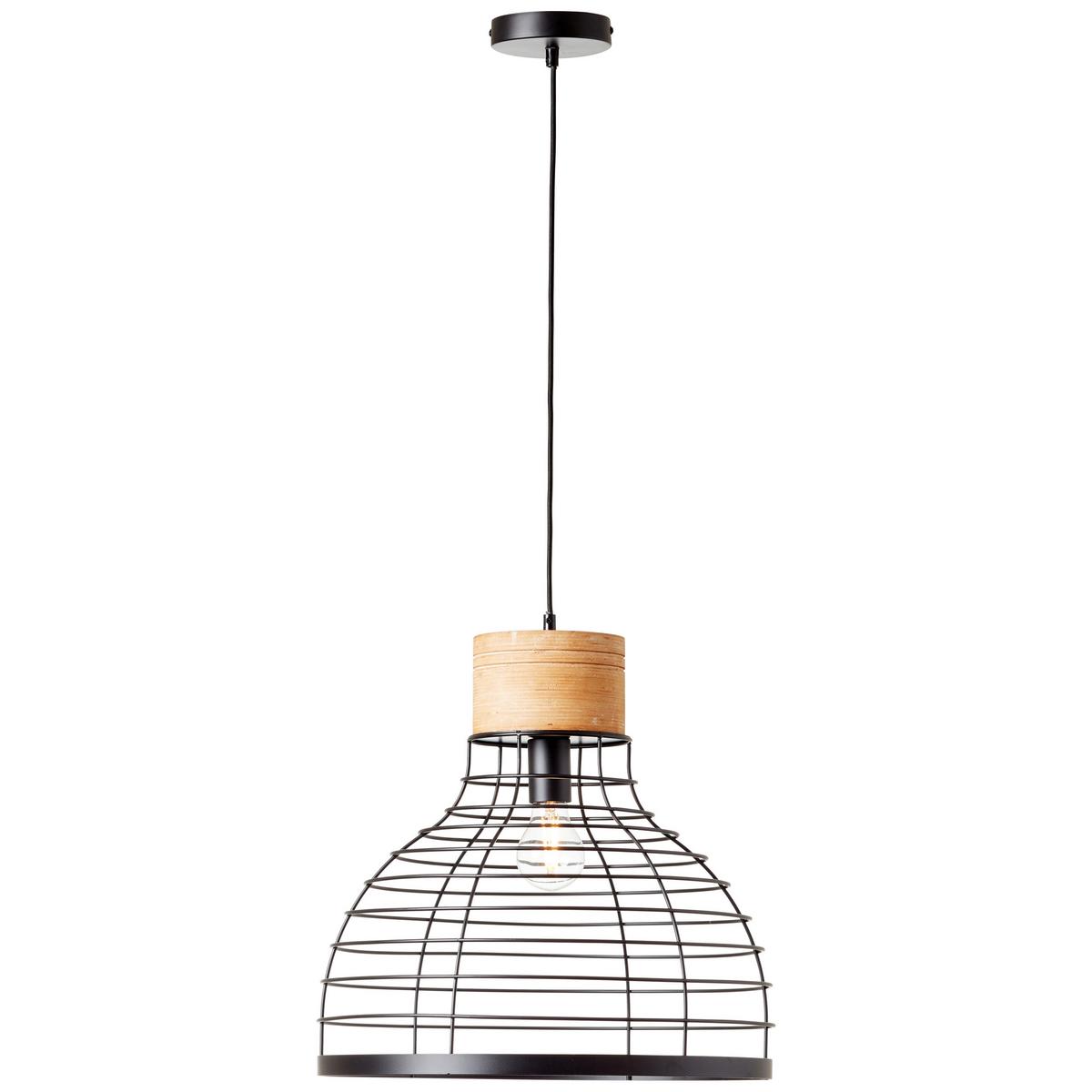 Pendelleuchte Avia Schwarz max. 52 Watt - Schwarz, Natur, Holz/Metall (47/135cm) - Brilliant