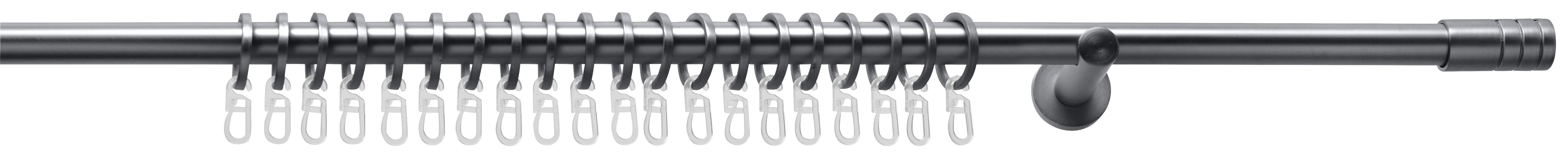Rundstangengarnitur Rillcube Dunkelgrau - Dunkelgrau, Metall (160-280cm) - Premium Living