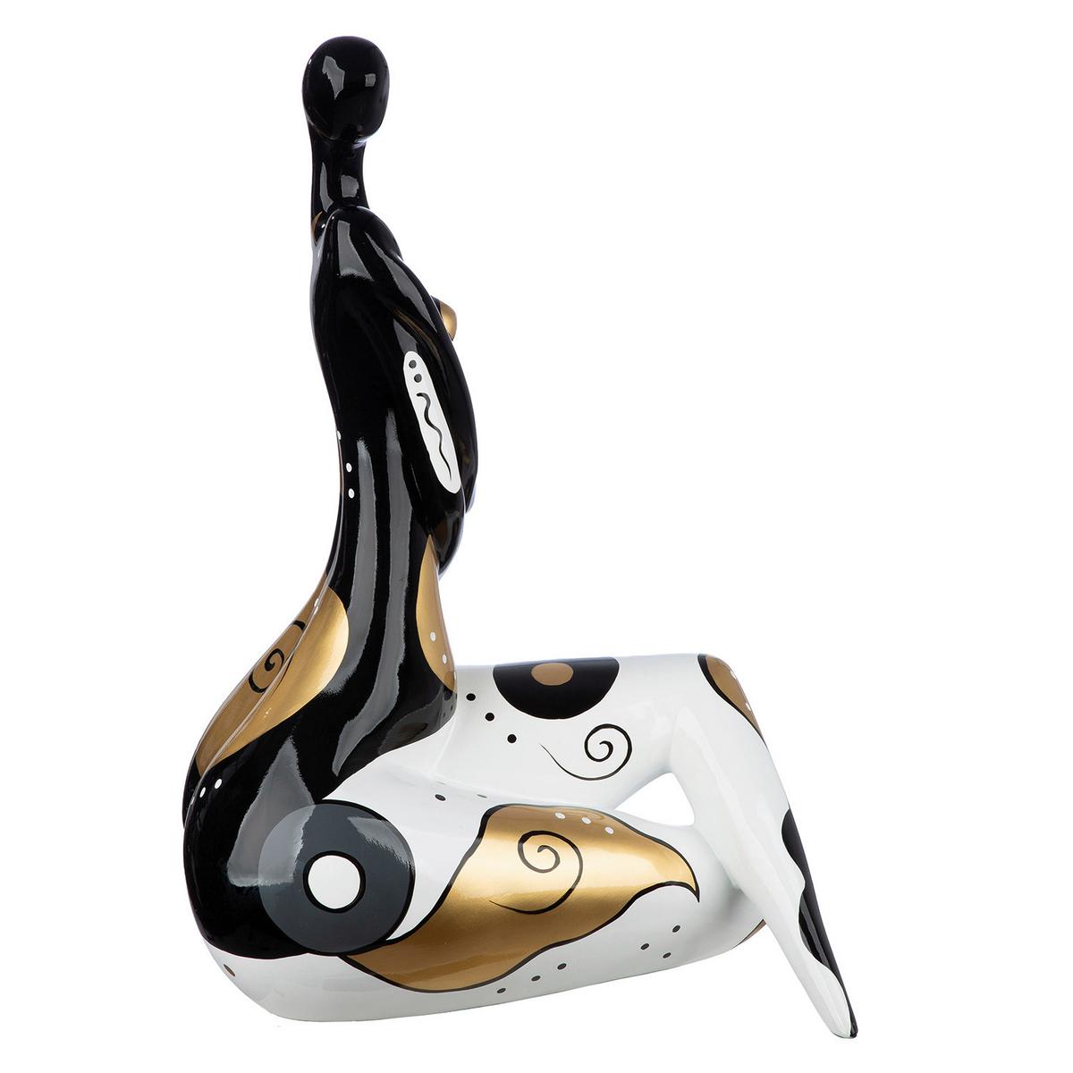 Skulptur Frau Jasmine Schwarz/Weiß - Schwarz/Weiß, Basics, Kunststoff (39/56/30cm)