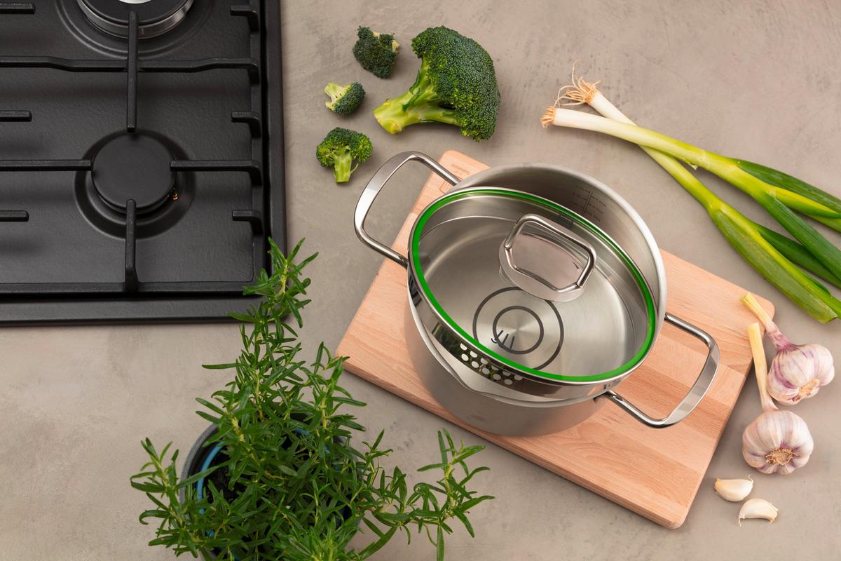 Oală pentru carne Munich 3L - culoare inox, Konventionell, sticlă/metal (20cm) - Chefkoch+Fackelmann