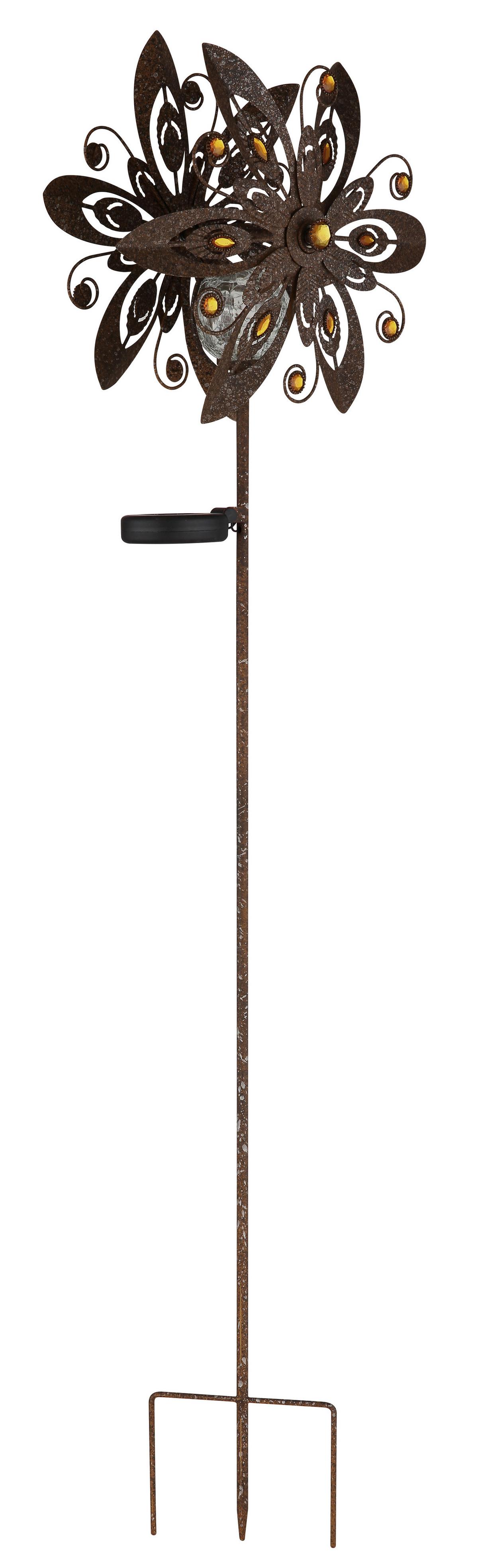 Solarleuchte 36578  Solar - Klar/Rostfarben, Design, Glas/Metall (32/17,5/124cm) - Globo