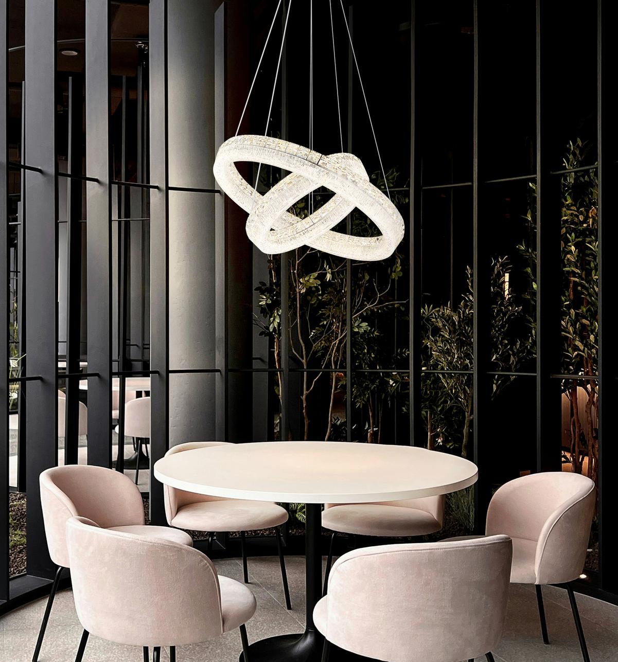 Led Viseća Svjetiljka Laurel - prozirno/boje kroma, Design, staklo/metal (60/120cm) - Globo