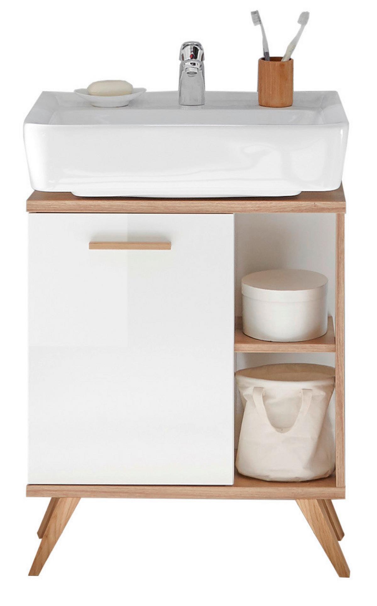 SZAFKA POD UMYWALKĘ NOVENTA  -TOP- - kolor dębowy/biały, Konventionell, materiał drewnopochodny (60,5/65,0/33,0cm) - Xora