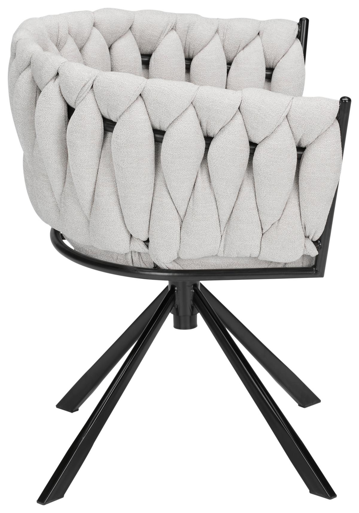 chaise accoudoirs in Hellgrau - gris clair/noir, Modern, métal/textile (64/80/55cm) - Premium Living