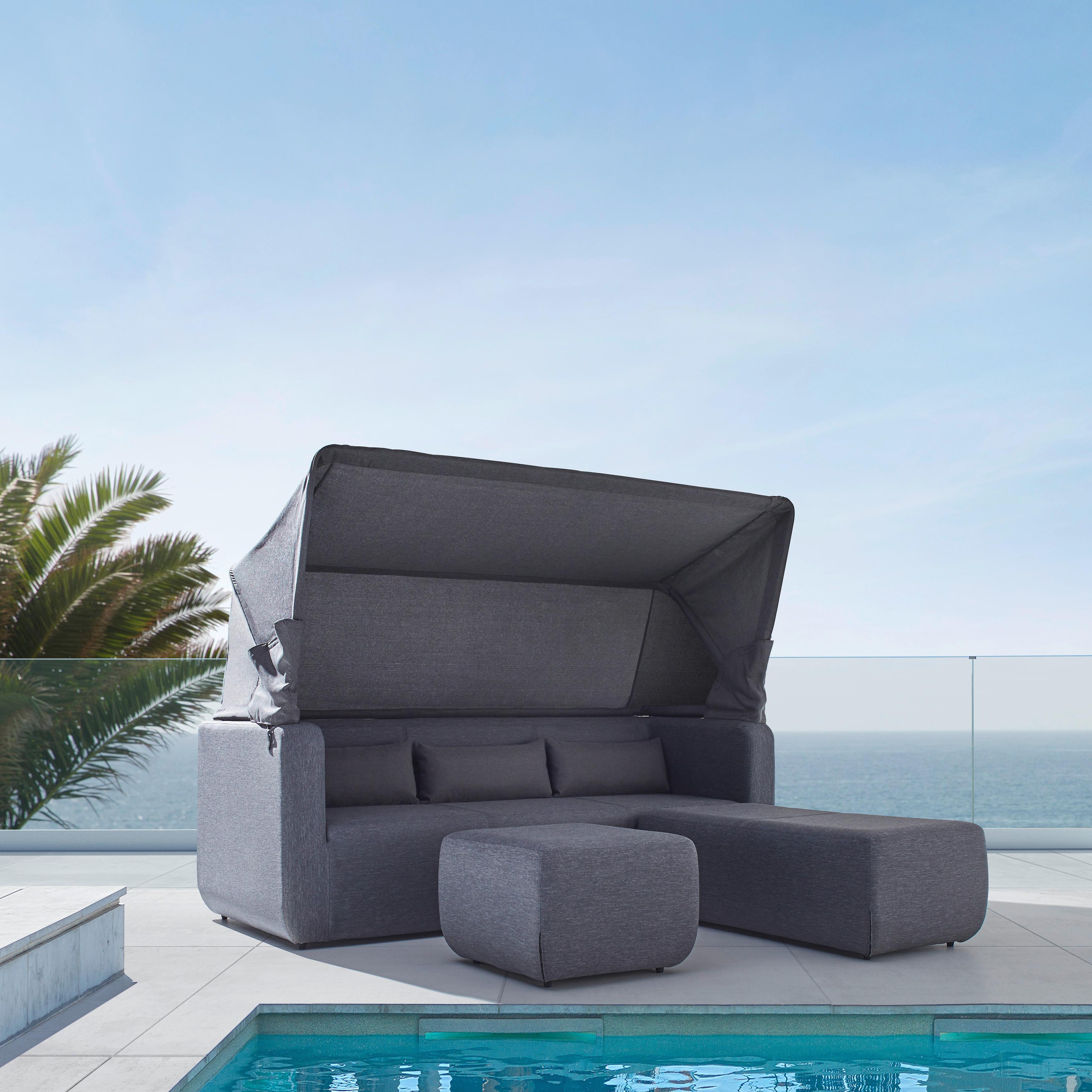 Kerti Pihenősziget Rovereto - antracit, Modern, textil/fém (216/120/60/79/42/42/90/60/60cm) - Bessagi Garden