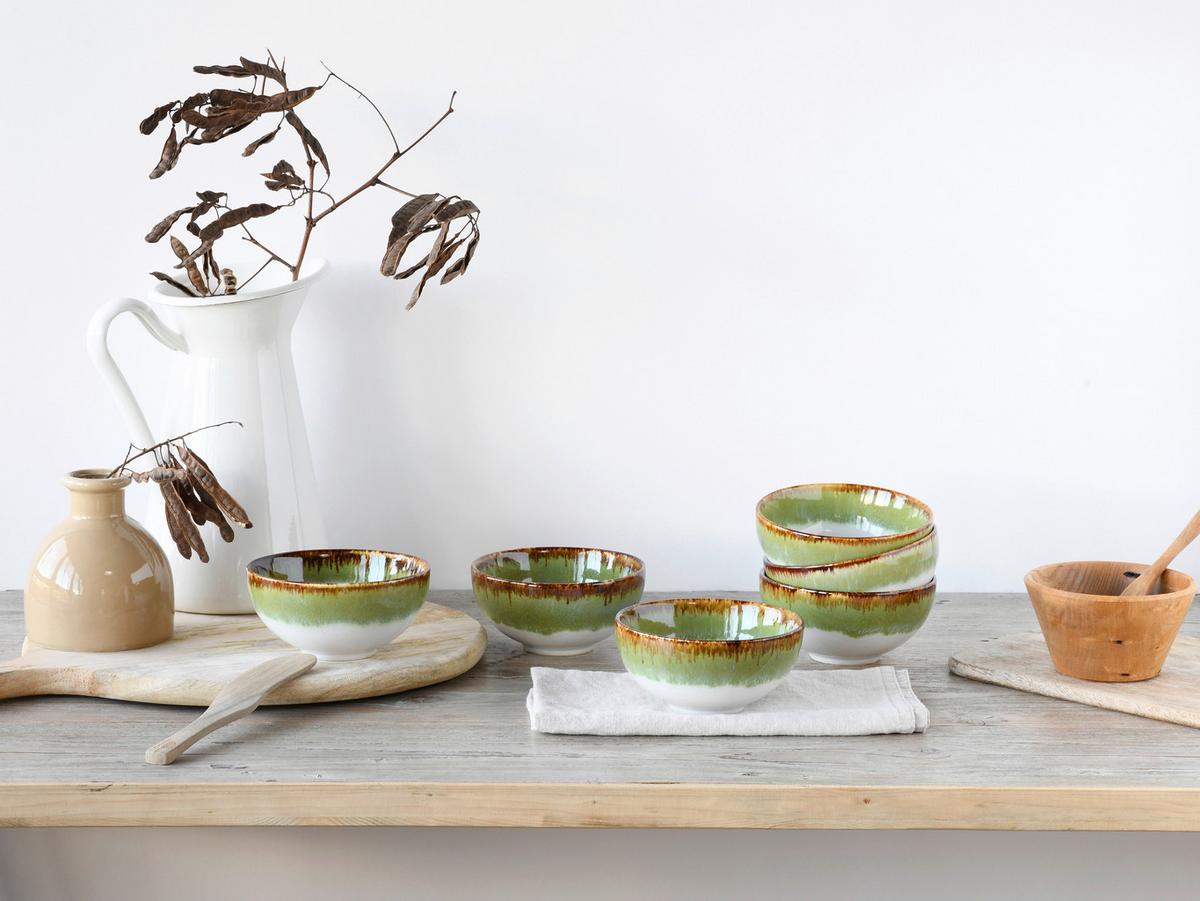 Set Skodelic Za Omake Cascade Green, 6-Delni - zelena/bela, Design, keramika (11,5cm) - Creatable