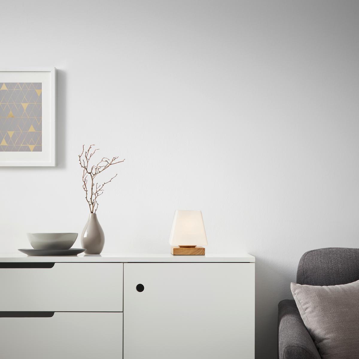 Tischleuchte Holly max. 60 Watt - Naturfarben, Modern, Glas/Holz (14/14/17,3cm) - Mömax