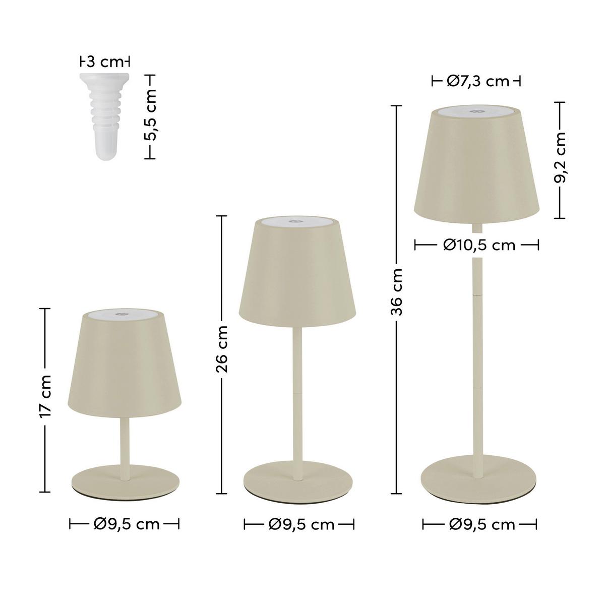 LED-Tischleuchte Noemi Sandfarben max. 3 Watt - Sandfarben, Konventionell, Kunststoff/Metall (10,5/17-36cm) - Mömax