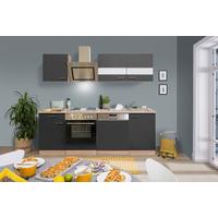 Küchenblock Merle mit Geräten ca. 220 cm Grau - Edelstahlfarben/Eichefarben, Basics, Holzwerkstoff/Metall (220cm) - Respekta