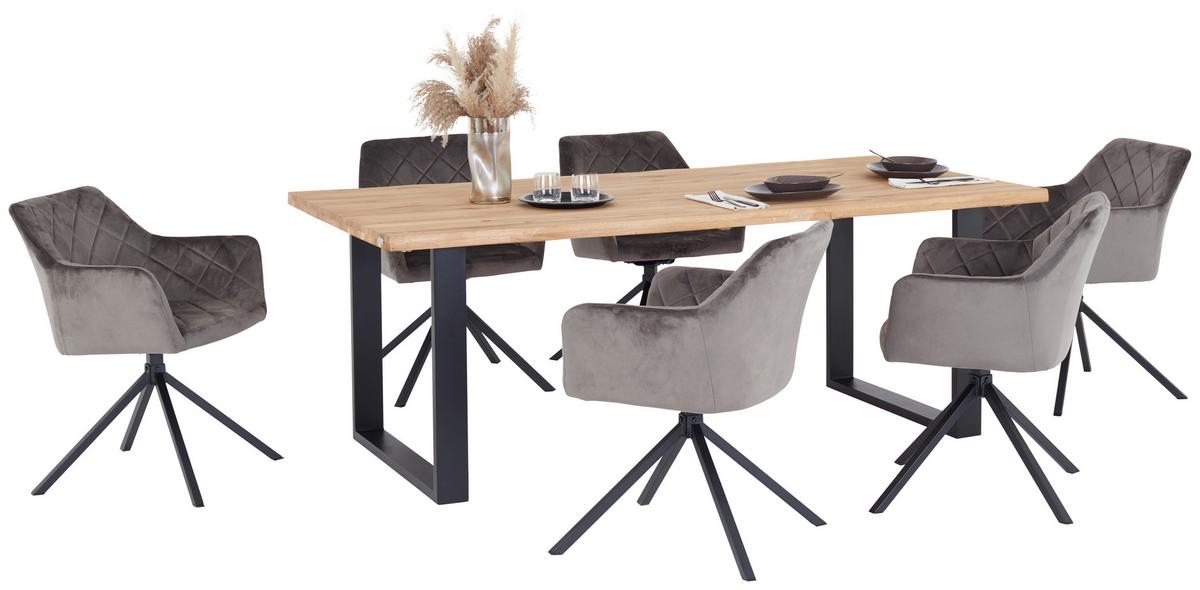 Masă WOOD 200 - culoare natur/negru, Konventionell, lemn/metal (200/75/100cm) - James Wood