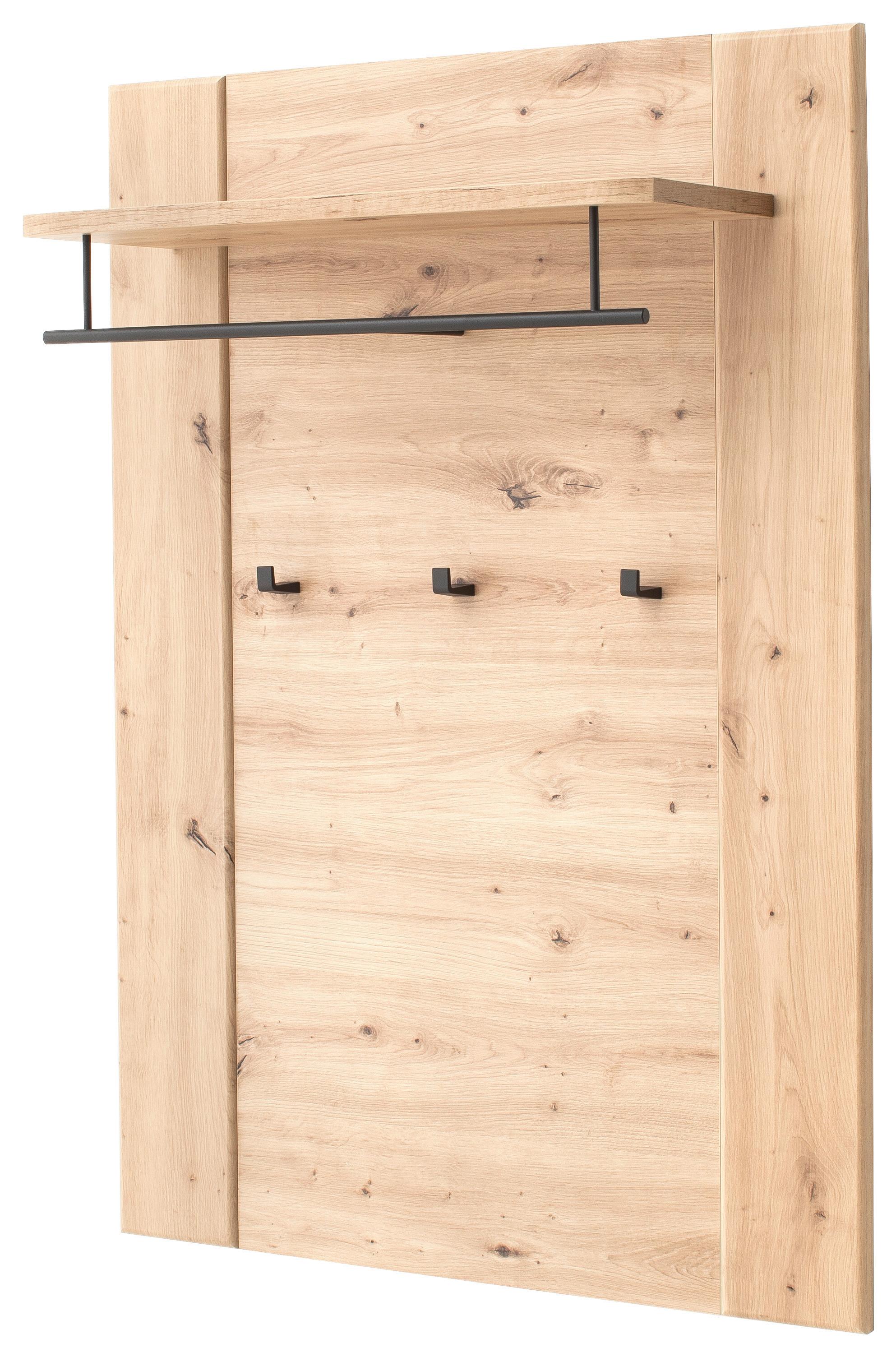 Garderobenpaneel in Eichefarben - Eichefarben, MODERN, Holzwerkstoff/Metall (85/122/27cm) - Premium Living