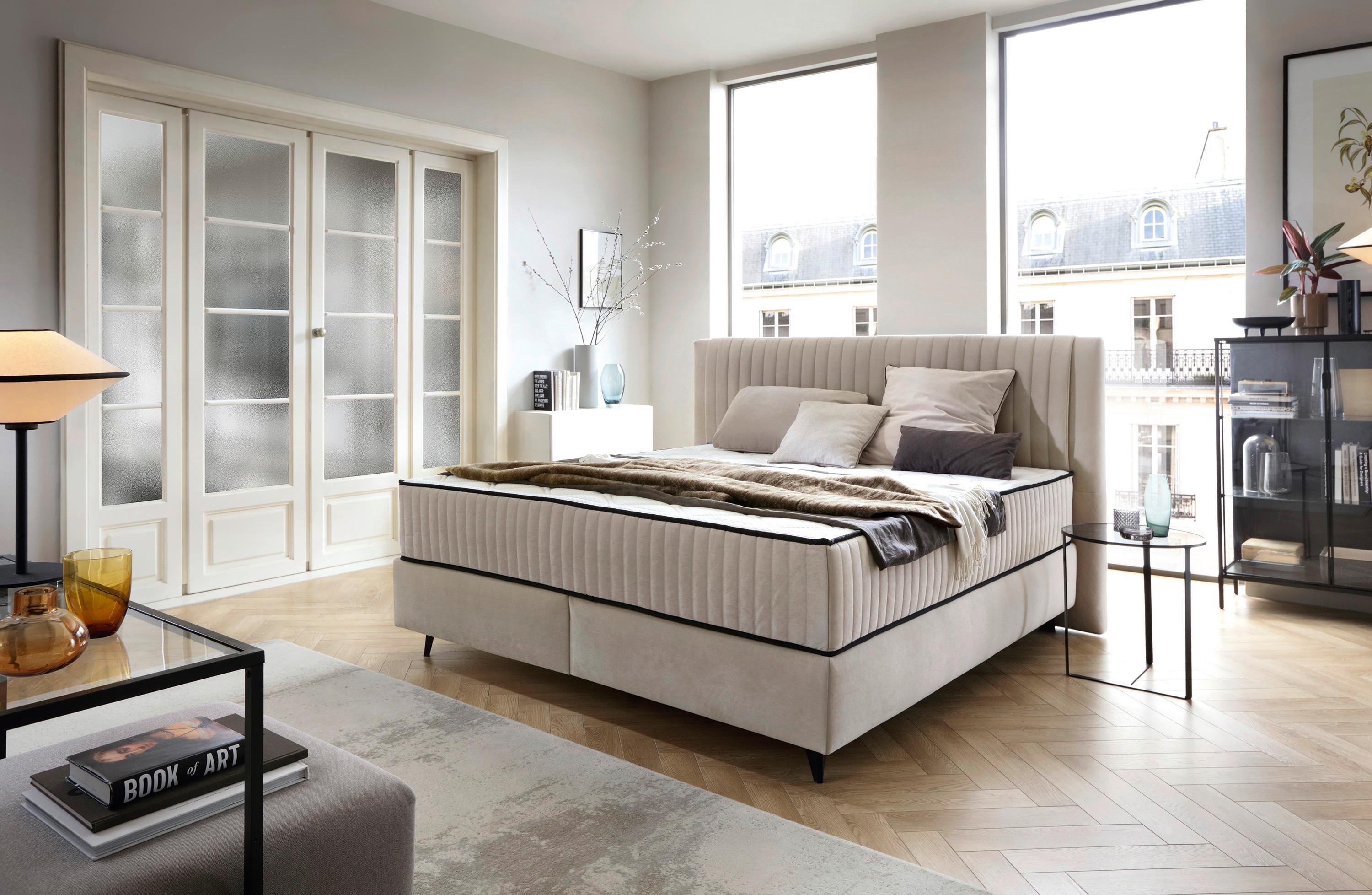 Box-ágy Dream - bézs, Modern, faalapú anyag/textil (160/200cm)