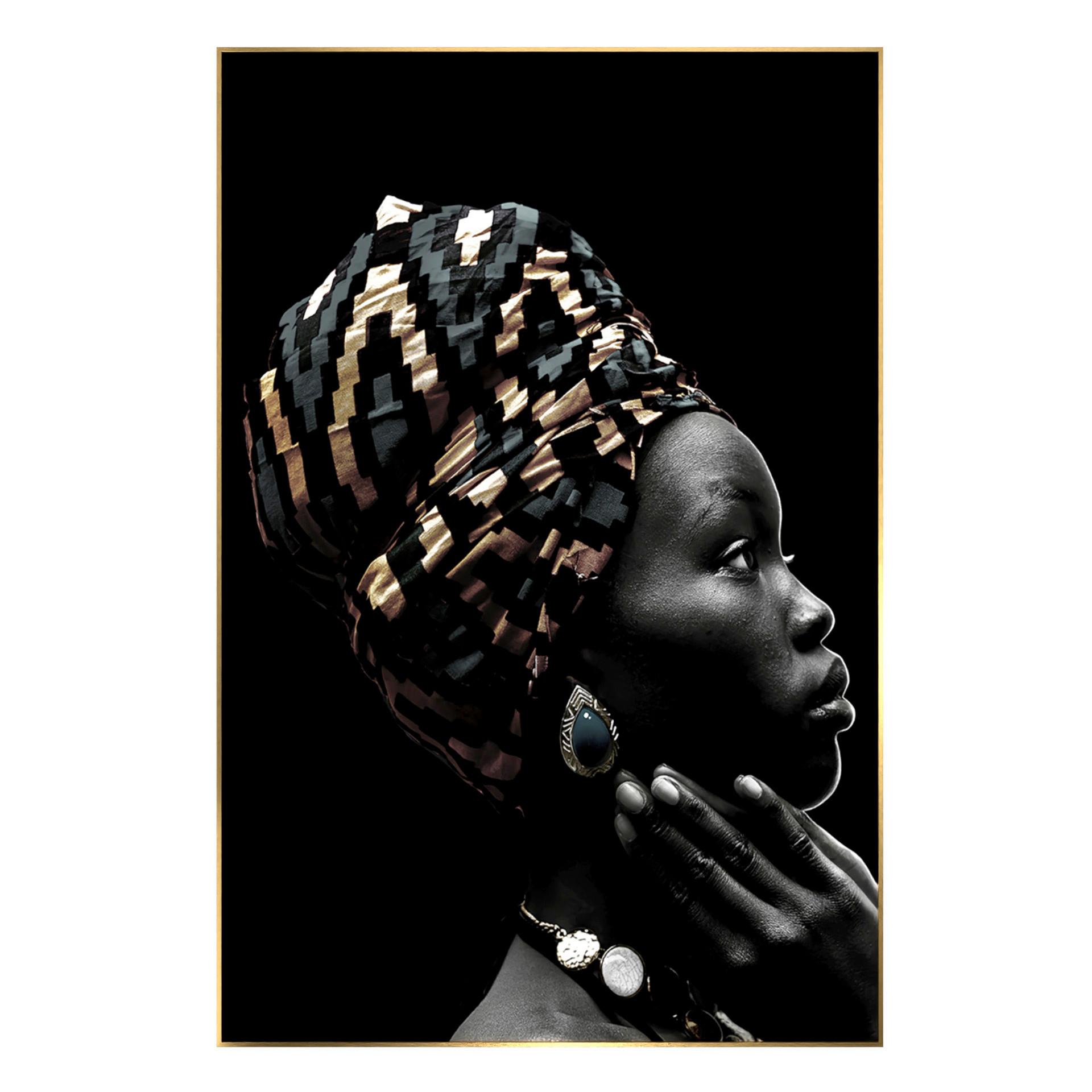 Glasbild Schwarz/Goldfarben ca.80x120cm - Goldfarben/Schwarz, Basics, Glas/Holz (80/120cm)