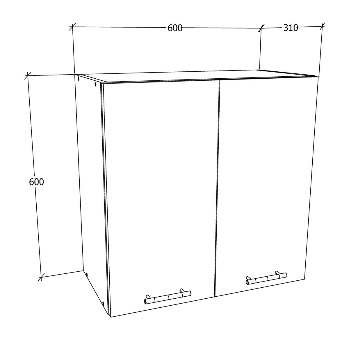 Kuhinjska Zgornja Omarica Esilo, Hrast, Bela - bela/barve aluminija, Konvencionalno, kovina/leseni material (60/60/31cm) - MID.YOU