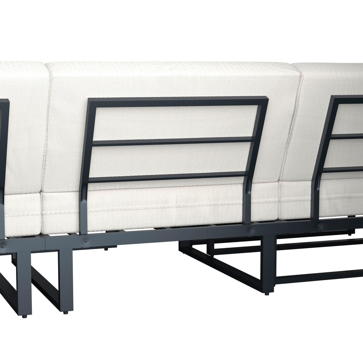 Loungegarnitur Marla Creme Holz/Outdoorstoff/Metall - Creme/Schwarz, MODERN, Holz/Textil - Bessagi Garden