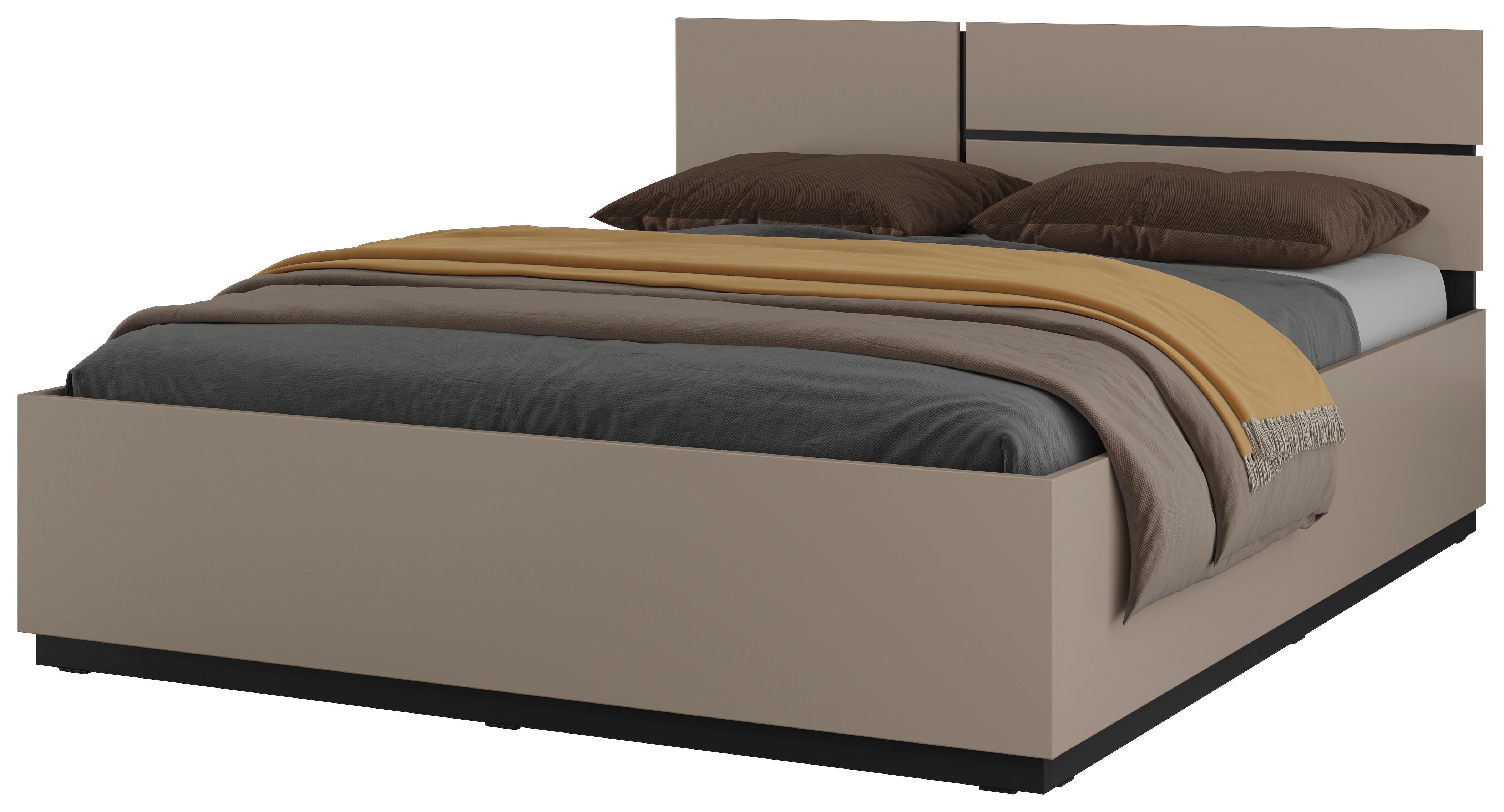 Ágykeret Cross S - bézs/fekete, Modern, faalapú anyag (160/200cm)