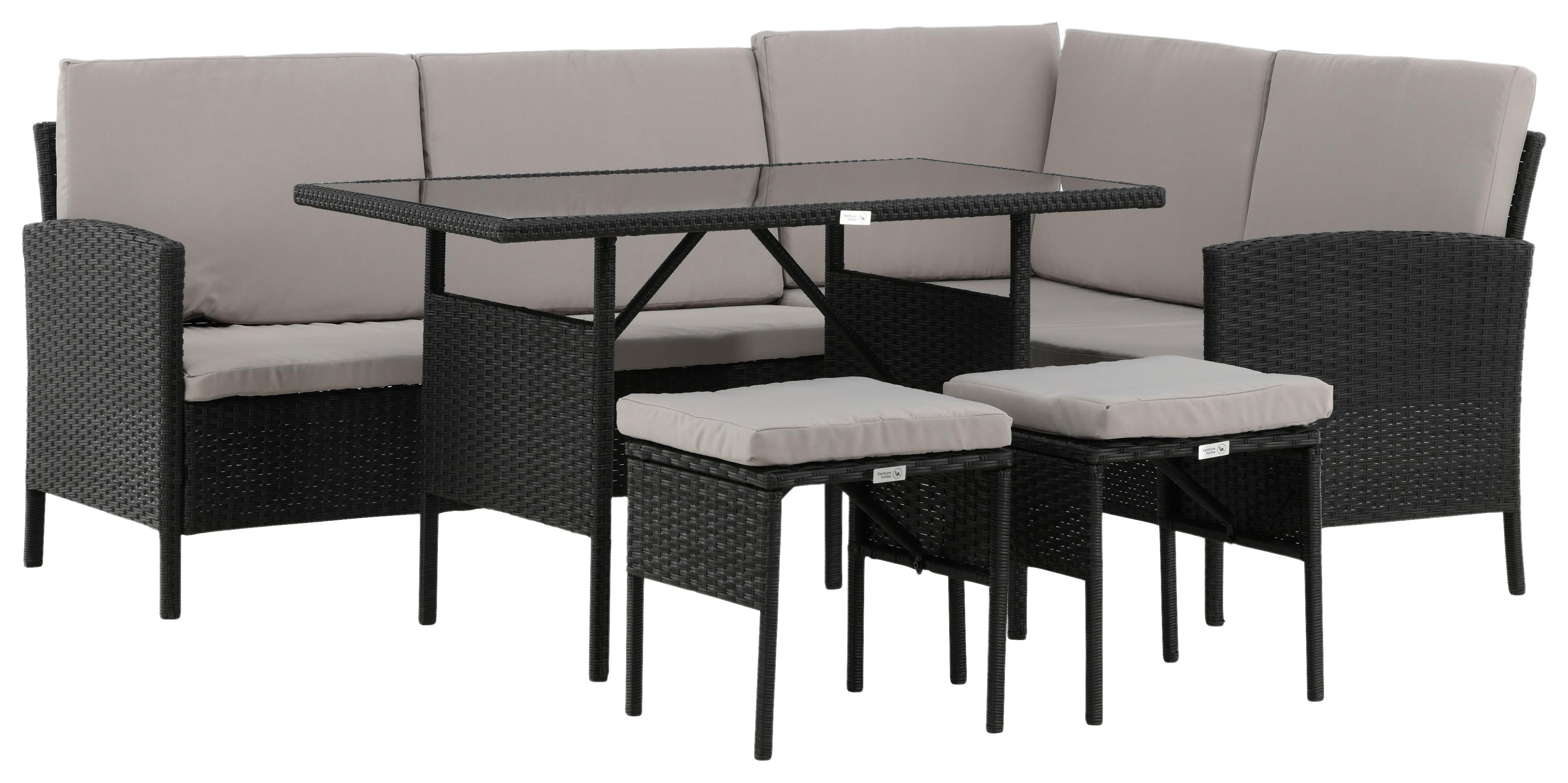 Dining-Loungeset Knock Grau/Schwarz - Schwarz/Grau, KONVENTIONELL, Kunststoff - Gardenson