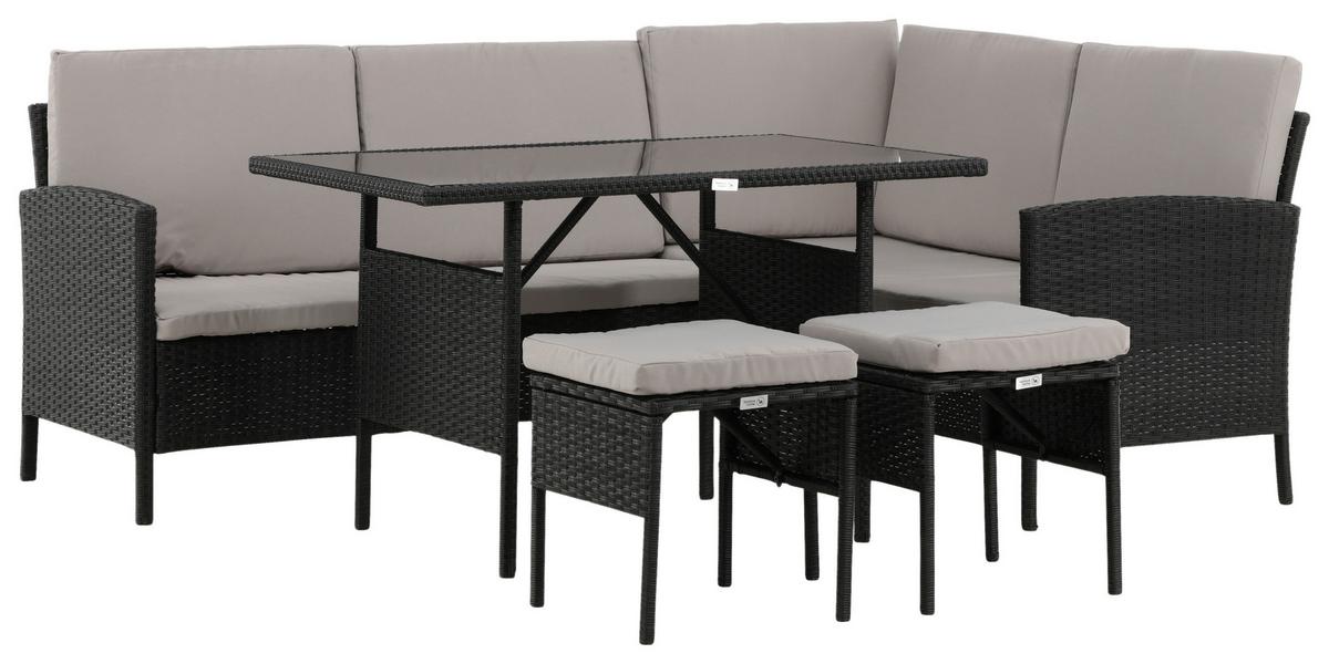 Dining-Loungeset Knock Grau/Schwarz - Schwarz/Grau, KONVENTIONELL, Kunststoff - Gardenson