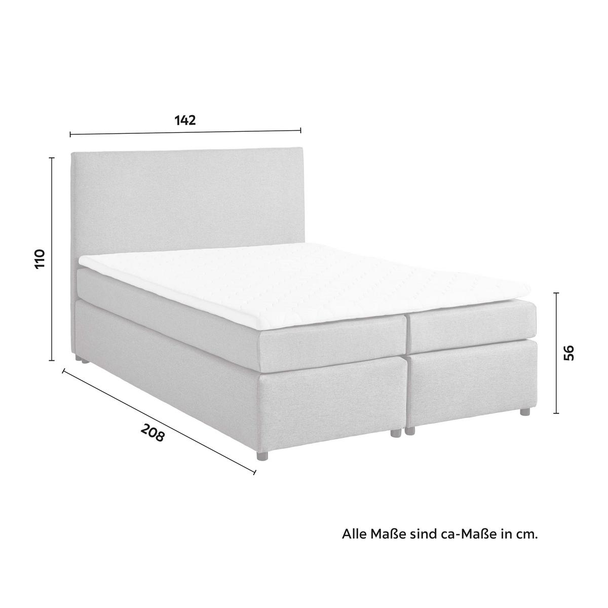 Boxbett Melina ca. 140x200 cm Grau mit Topper - Schwarz/Grau, MODERN, Holz/Kunststoff (140/200cm) - Bessagi Home