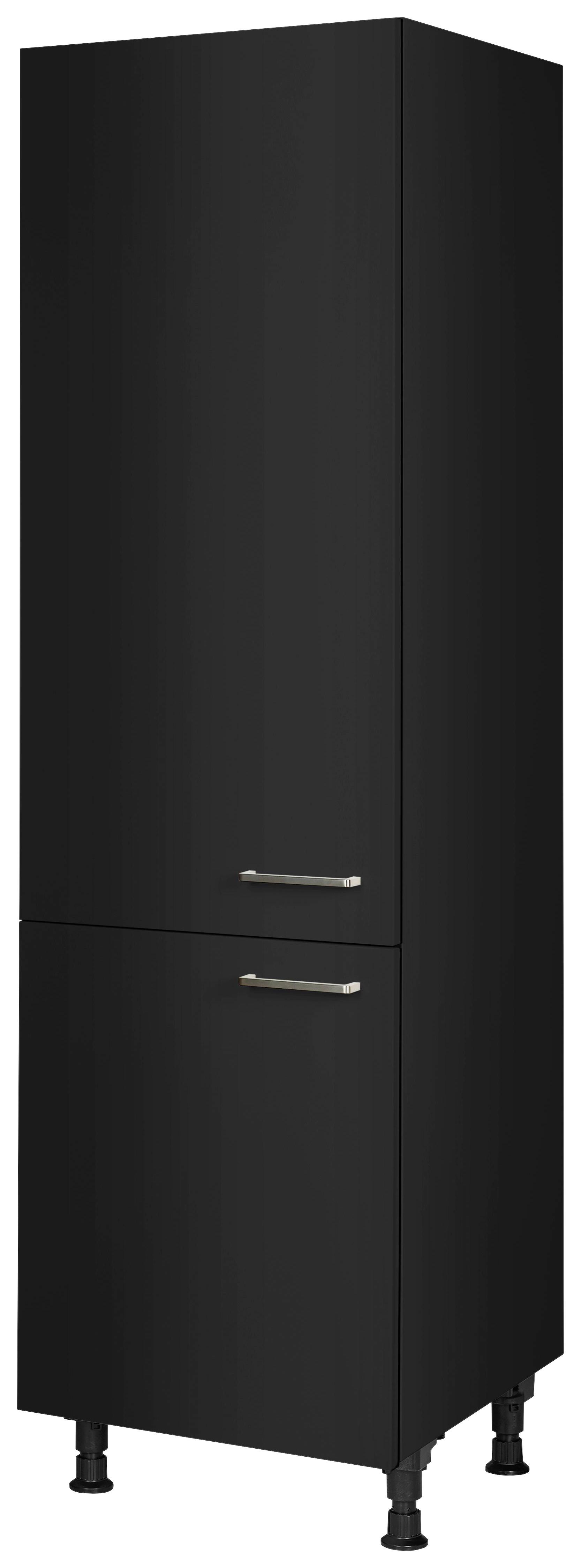 Geräteumbauschrank Touch Schwarz - Edelstahlfarben/Schwarz, MODERN, Holzwerkstoff/Metall (60/216,6/58cm) - Nobilia