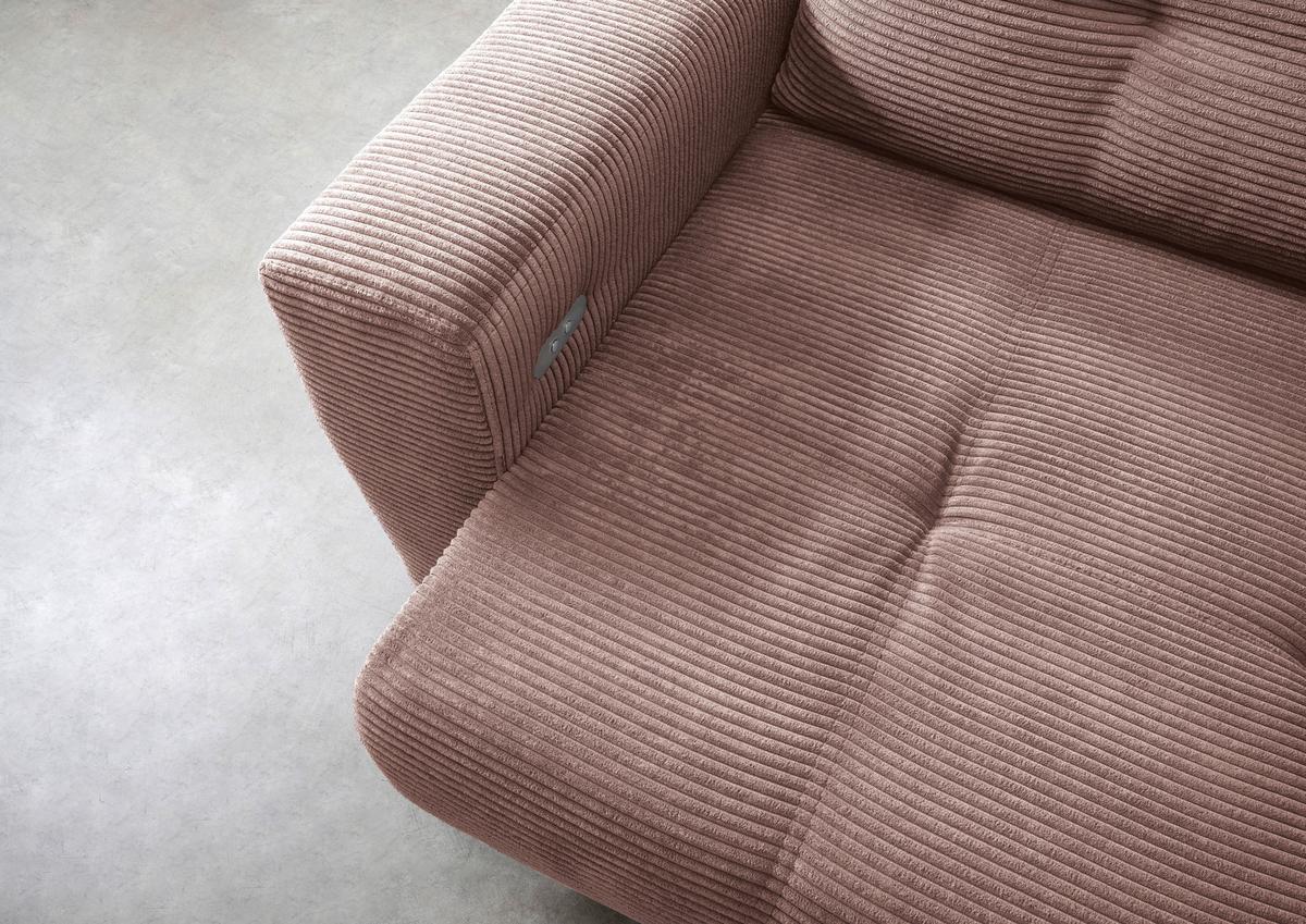 Wohnlandschaft Restato Rosa Cord - Schwarz/Rosa, MODERN, Holz/Textil (246/177cm) - MID.YOU