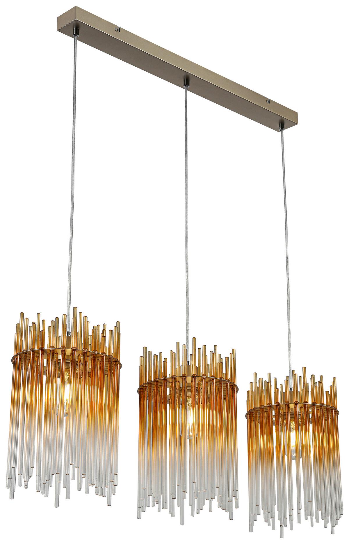 Hängeleuchte Stab Transparent/Bernstein max. 40W - Champagner/Transparent, MODERN, Glas/Kunststoff (81/20/150cm)