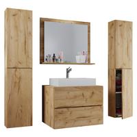 Kopalnica Lendas, Hrast - bela/medeni hrast, Moderno, steklo/leseni material (127cm) - MID.YOU