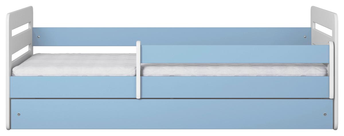 Otroška Postelja Tomi, Bela, Modra, 80x140cm - modra/bela, Moderno, tekstil/leseni material (80/140cm) - MID.YOU