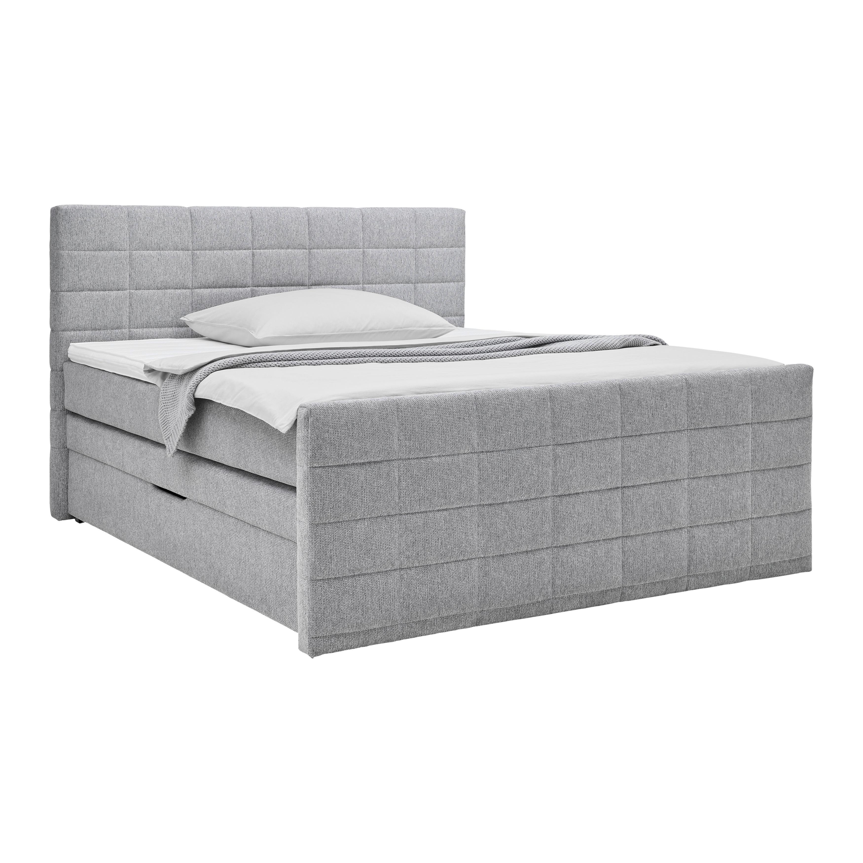 Boxspringbett Damon Silber ca. 180x200cm - Silberfarben/Schwarz, KONVENTIONELL, Kunststoff/Textil (180/200cm) - Mömax