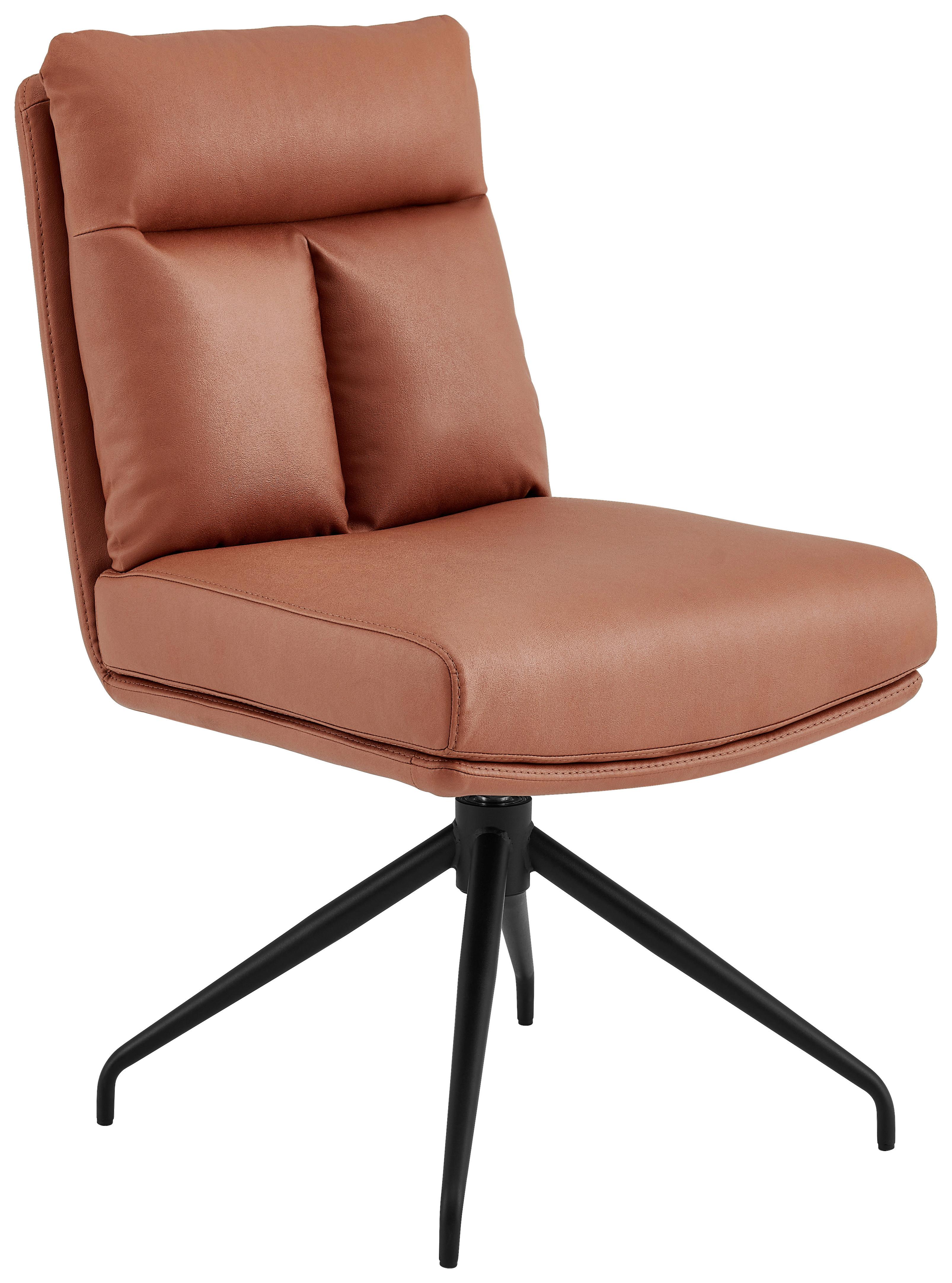 KRZESŁO EMMA - czarny/koniak, Design, metal/tkanina (51,5/89,5/65cm) - Novel